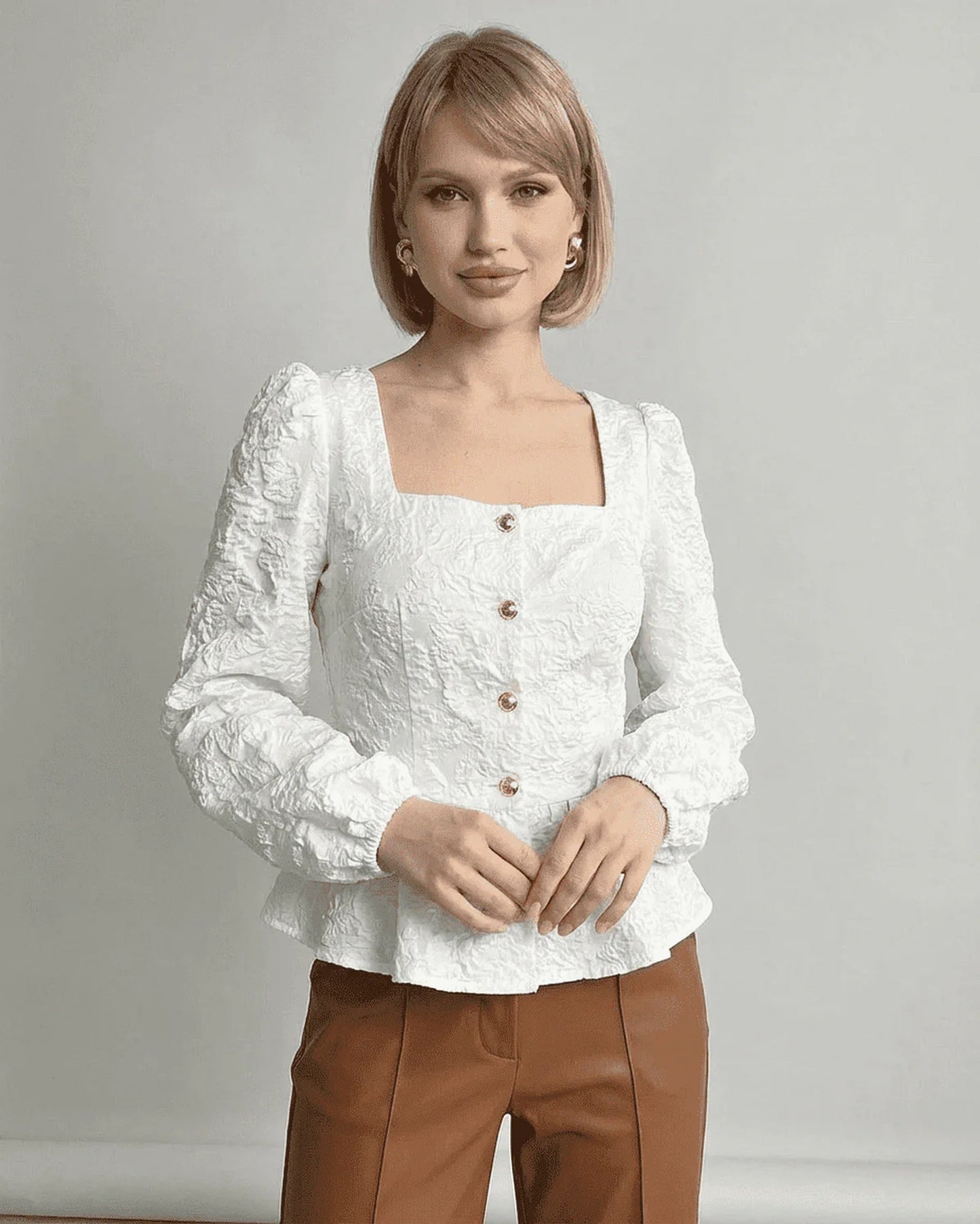 Aiglantine Dames Top | Peplum | Pofmouwen