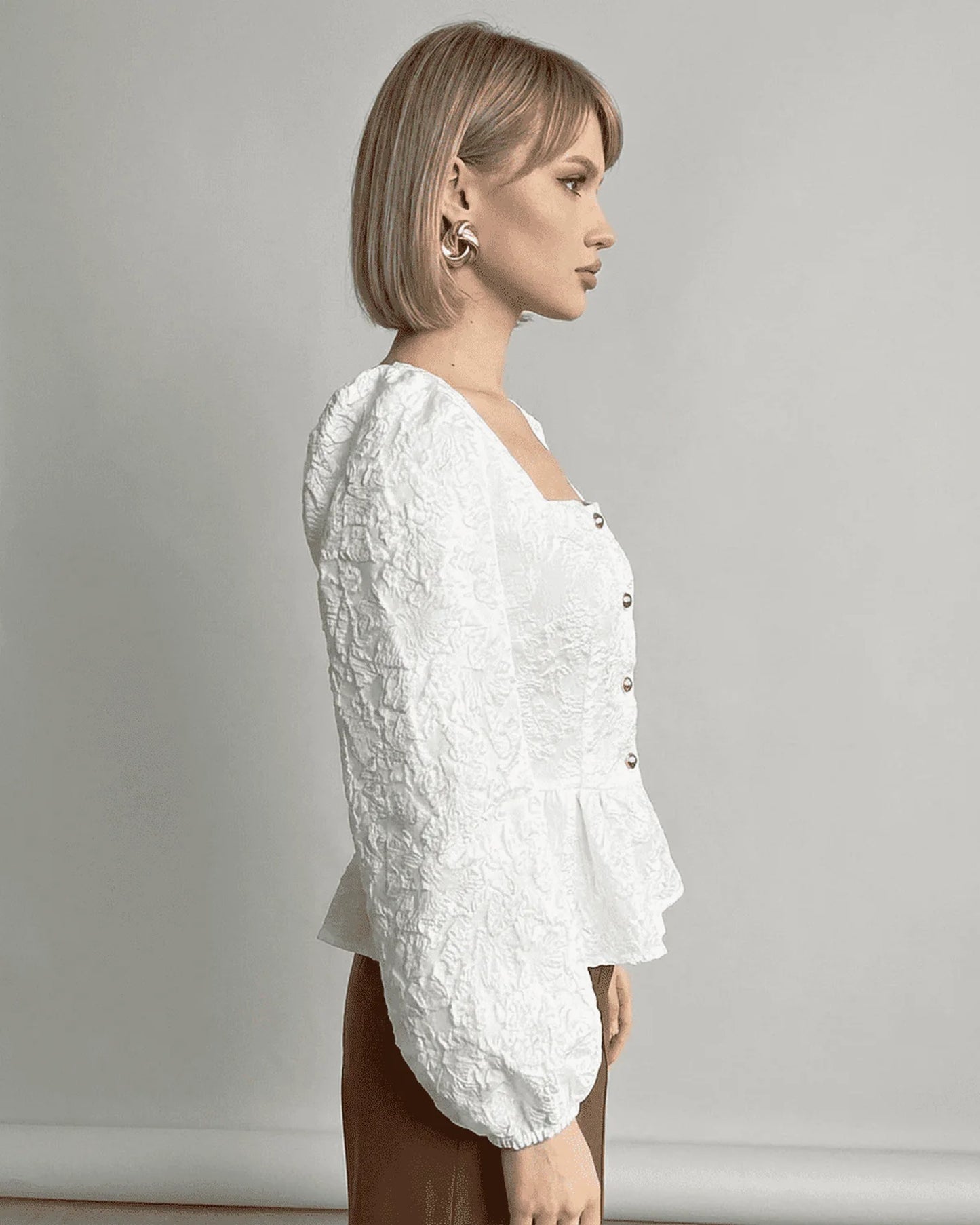 Aiglantine Dames Top | Peplum | Pofmouwen