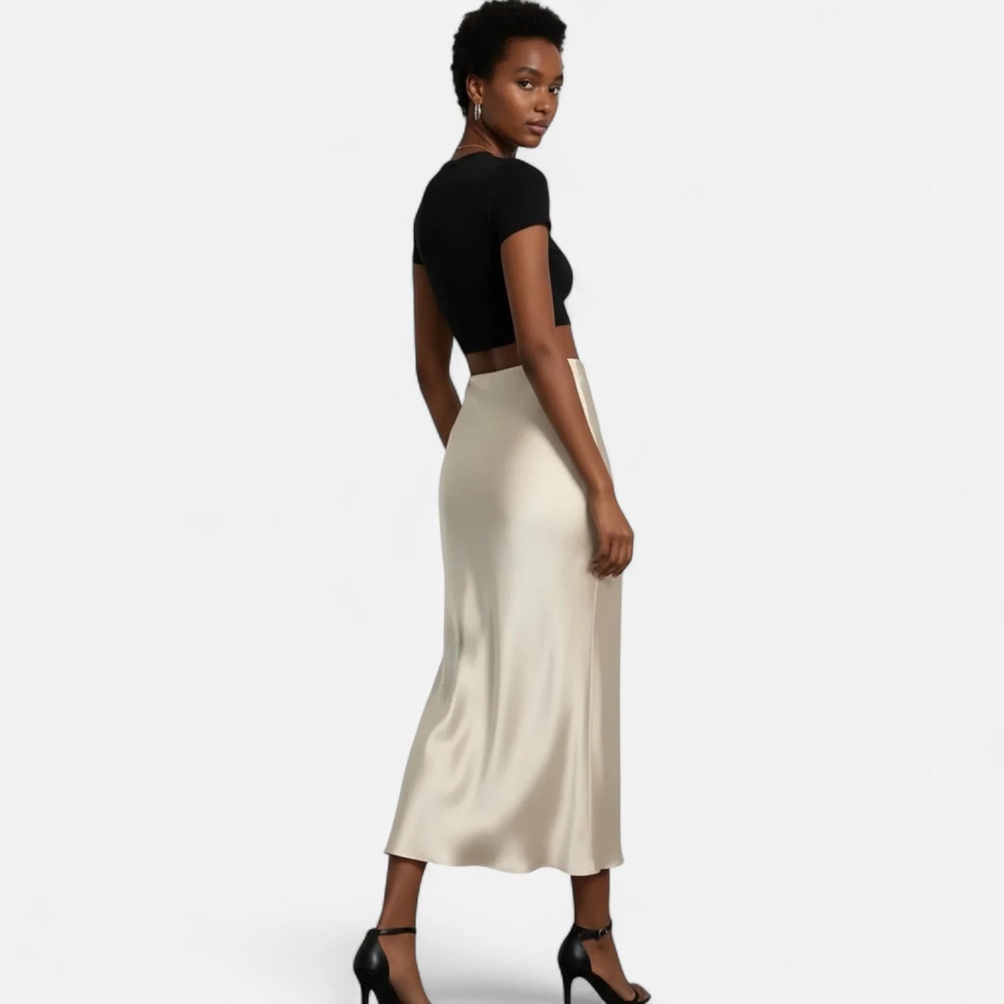 Garland Women's Skirt | Satin Midi | Flared Hem