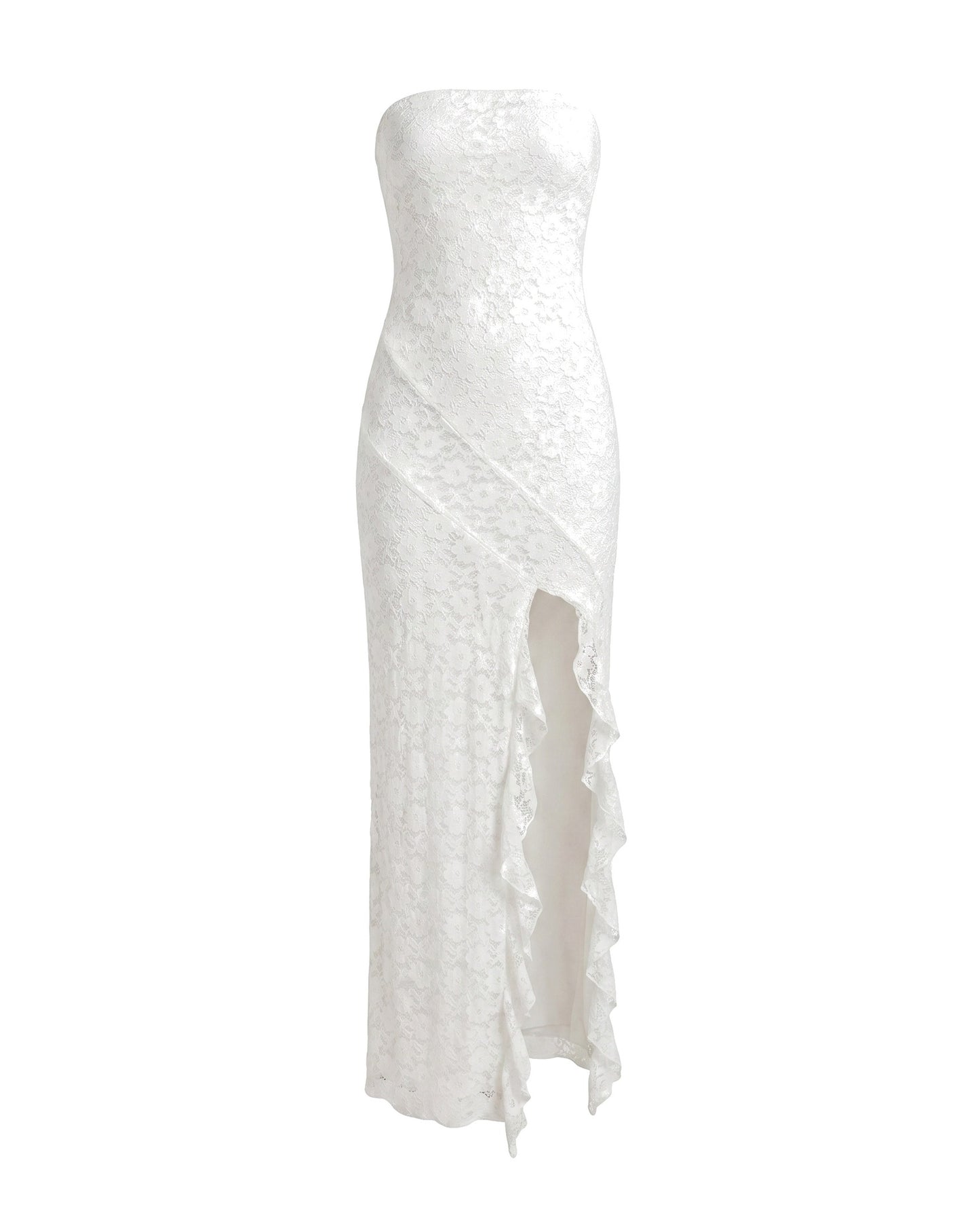 Milena Women's Maxi Dress | Strapless | Ruches Split