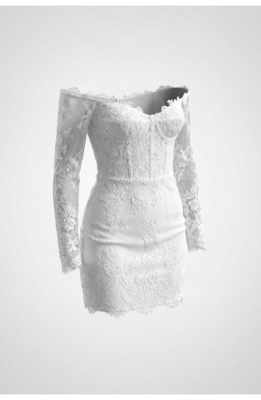 Dames Mini Jurk | Off-Shoulder | Lange Kanten Mouwen