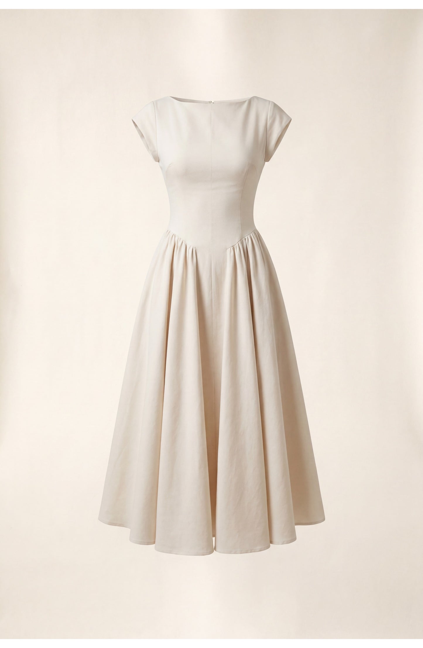 Véronique Women's Midi Dress | Round Neckline | Flared Skirt