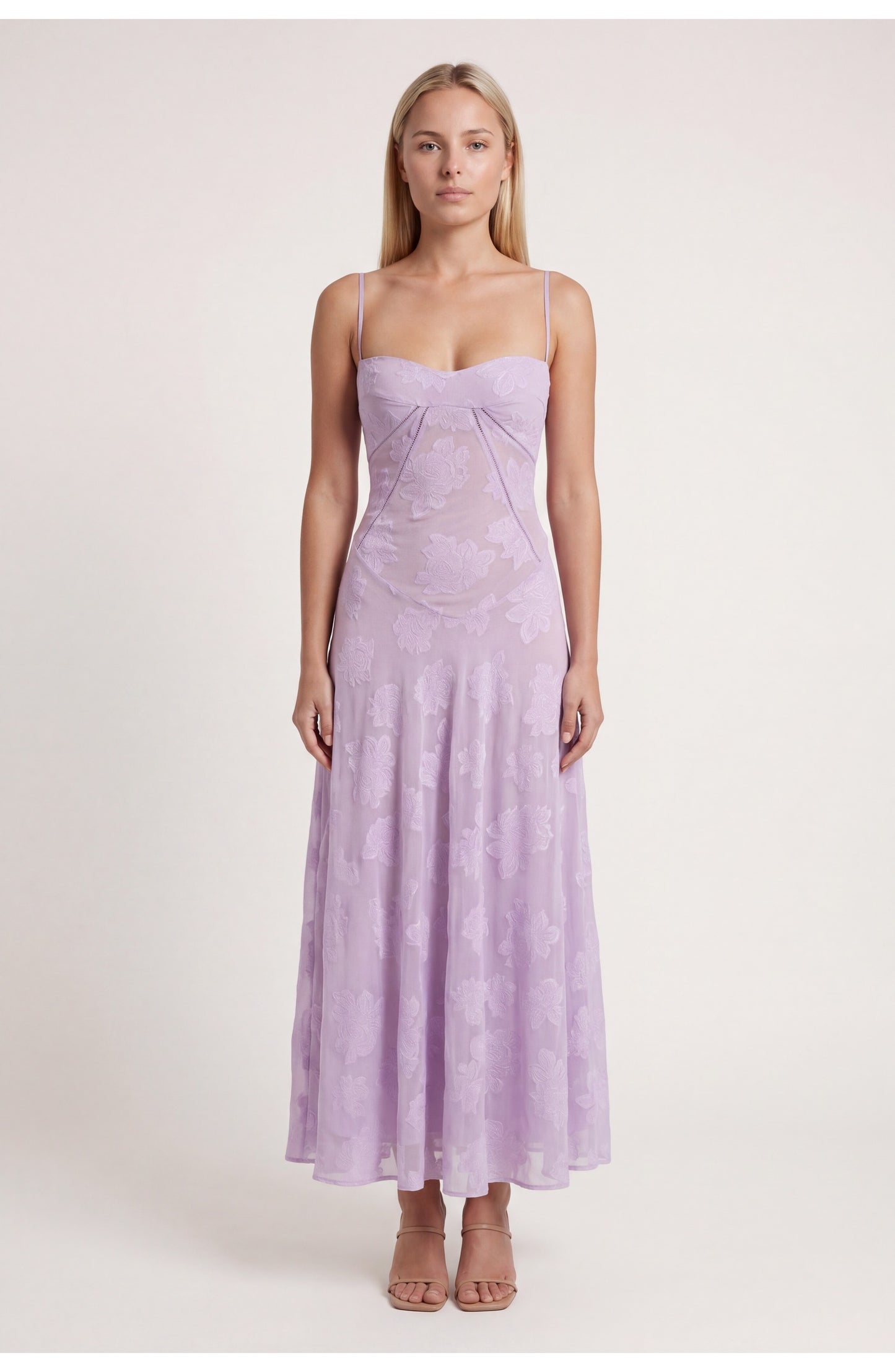 Evangéline Women's Maxi Dress | Heart-Shaped Neckline | Spaghetti Straps