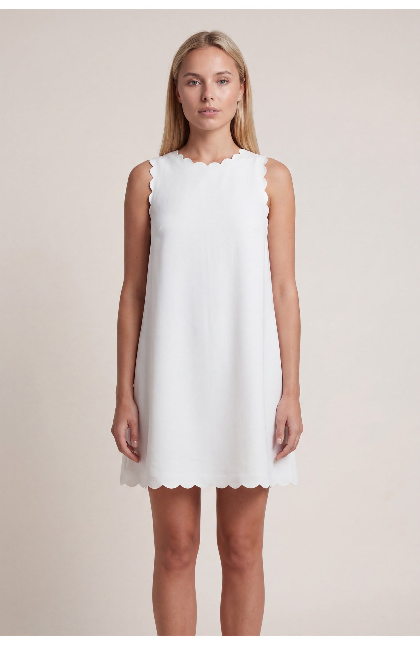 Jacqueline Women's Mini Dress | Scalloped Hem | A-line Silhouette