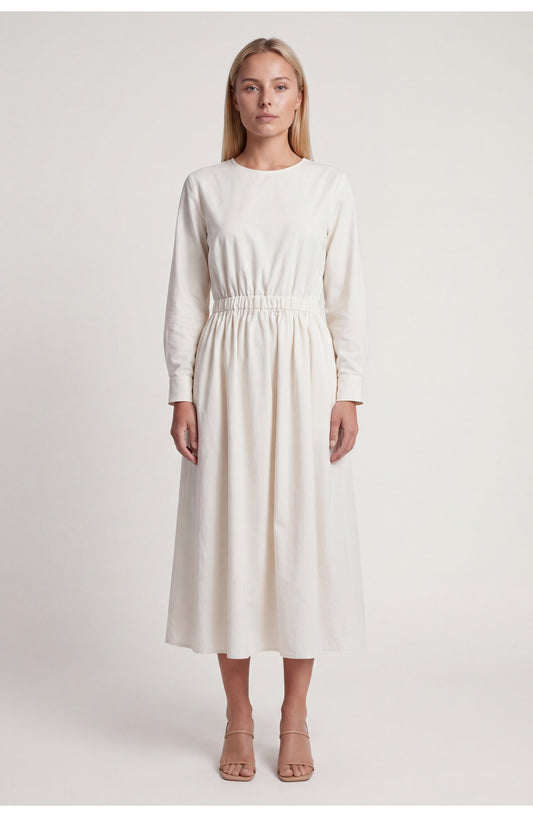 Women's Midi Dress | Long Sleeves | Elastic Waist