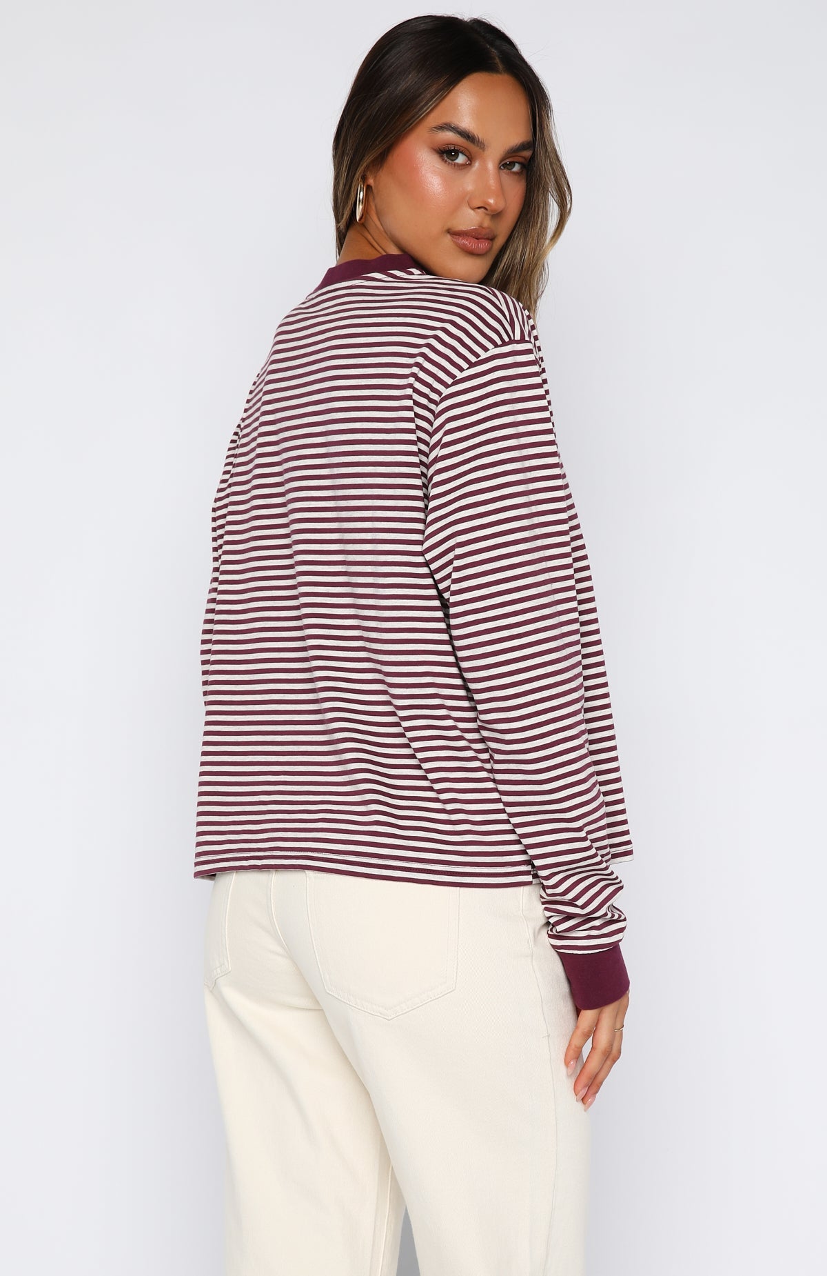 Juna T Shirt Heren | Lange Mouwen met Ronde Halslijn en Streeppatroon 3