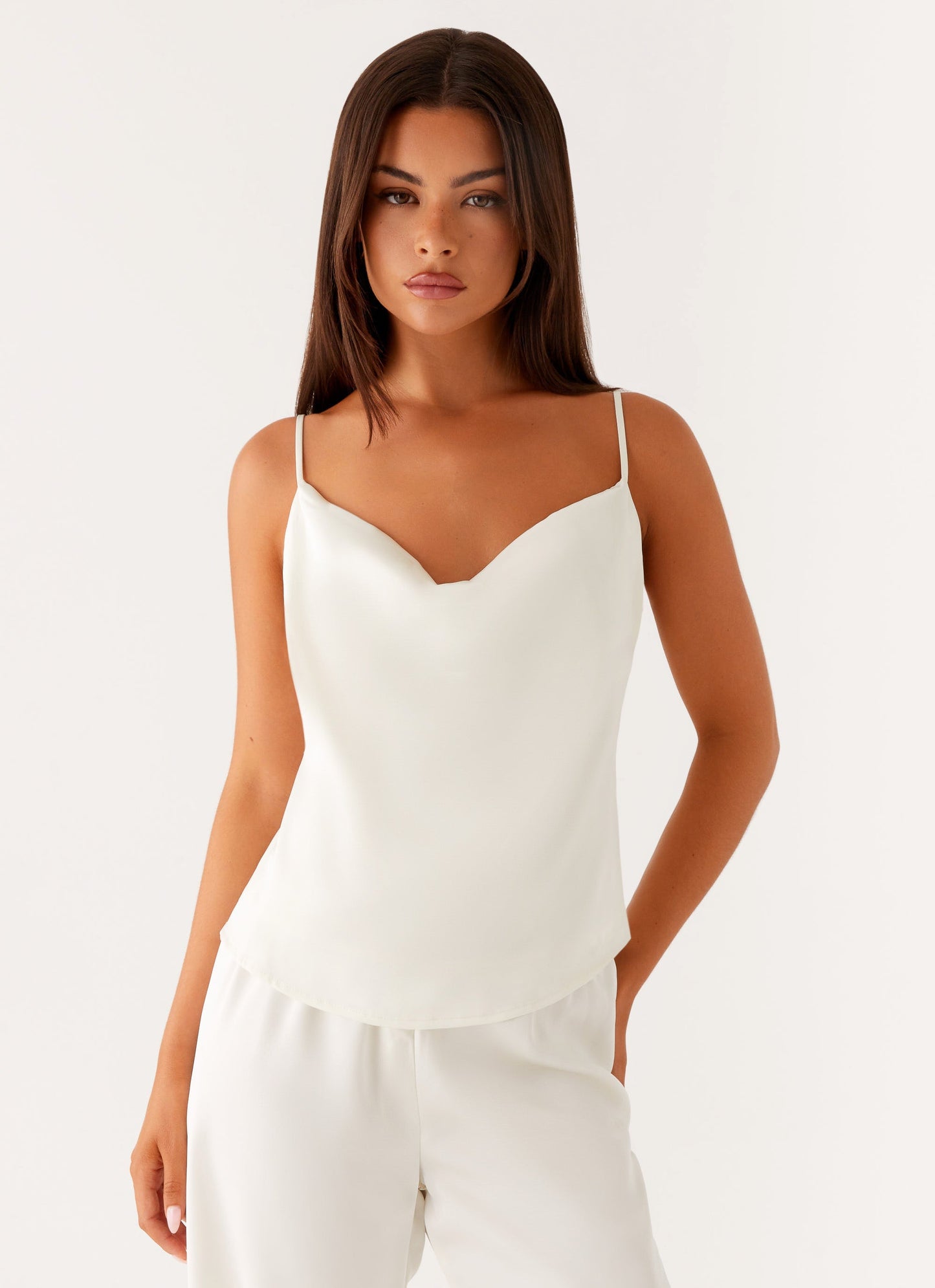 Lorelei Witte Blouse Dames – Elegante Drape met Verstelbare Bandjes 1