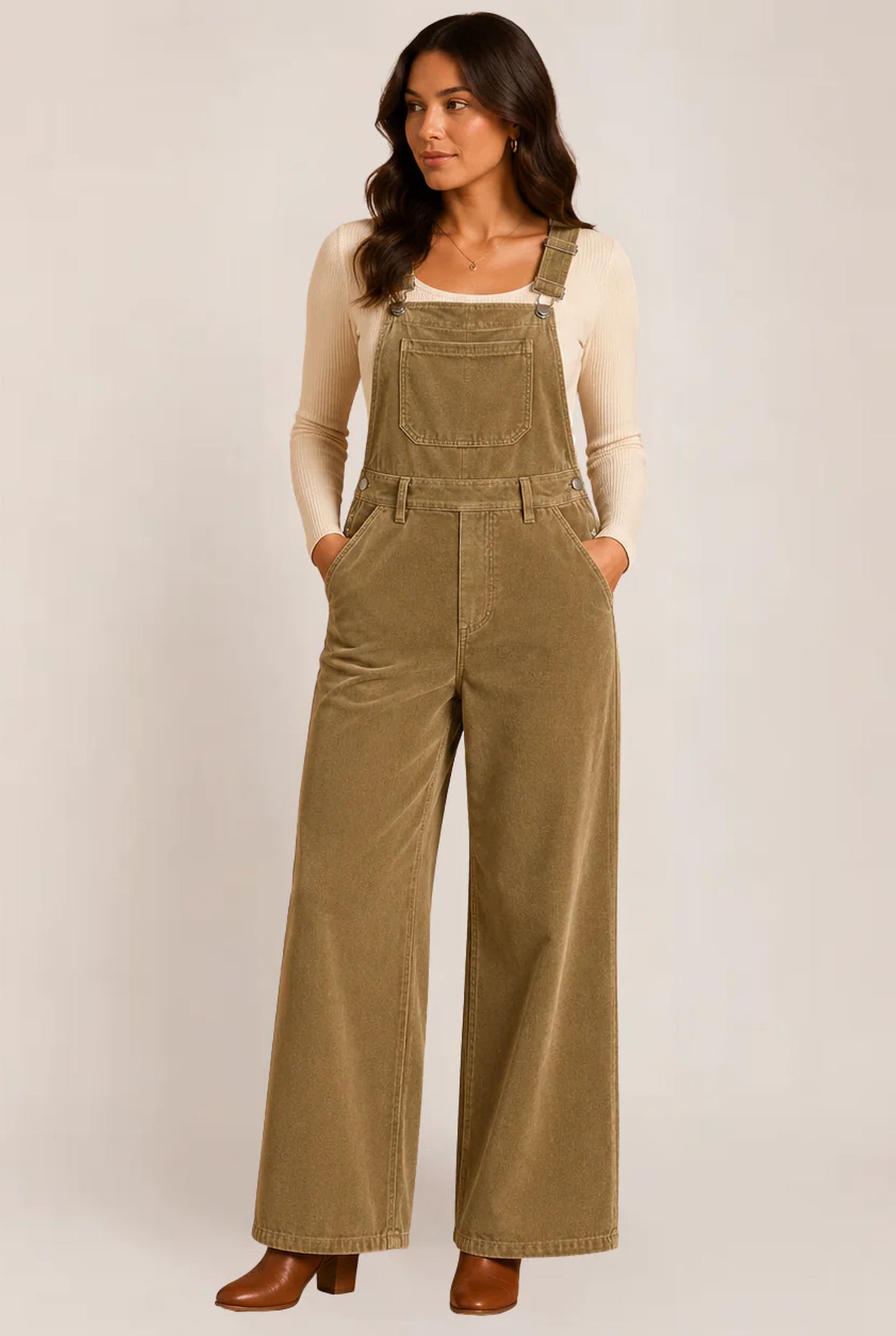Ramona Dames Jumpsuit | Wijde Pijpen | Verstelbare Schouderbandjes