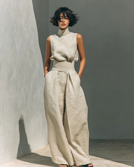 Gaudence Dames Co-Ord Set | Hoogsluitende Coltrui | Wijde Palazzo Broek