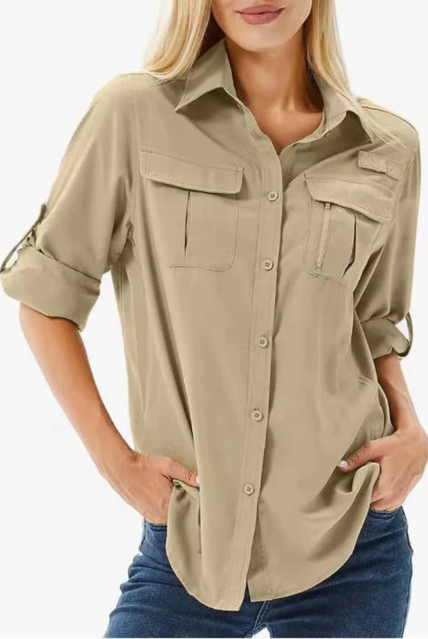 Amanda Dames Blouse | Korte Mouwen | Borstzakken