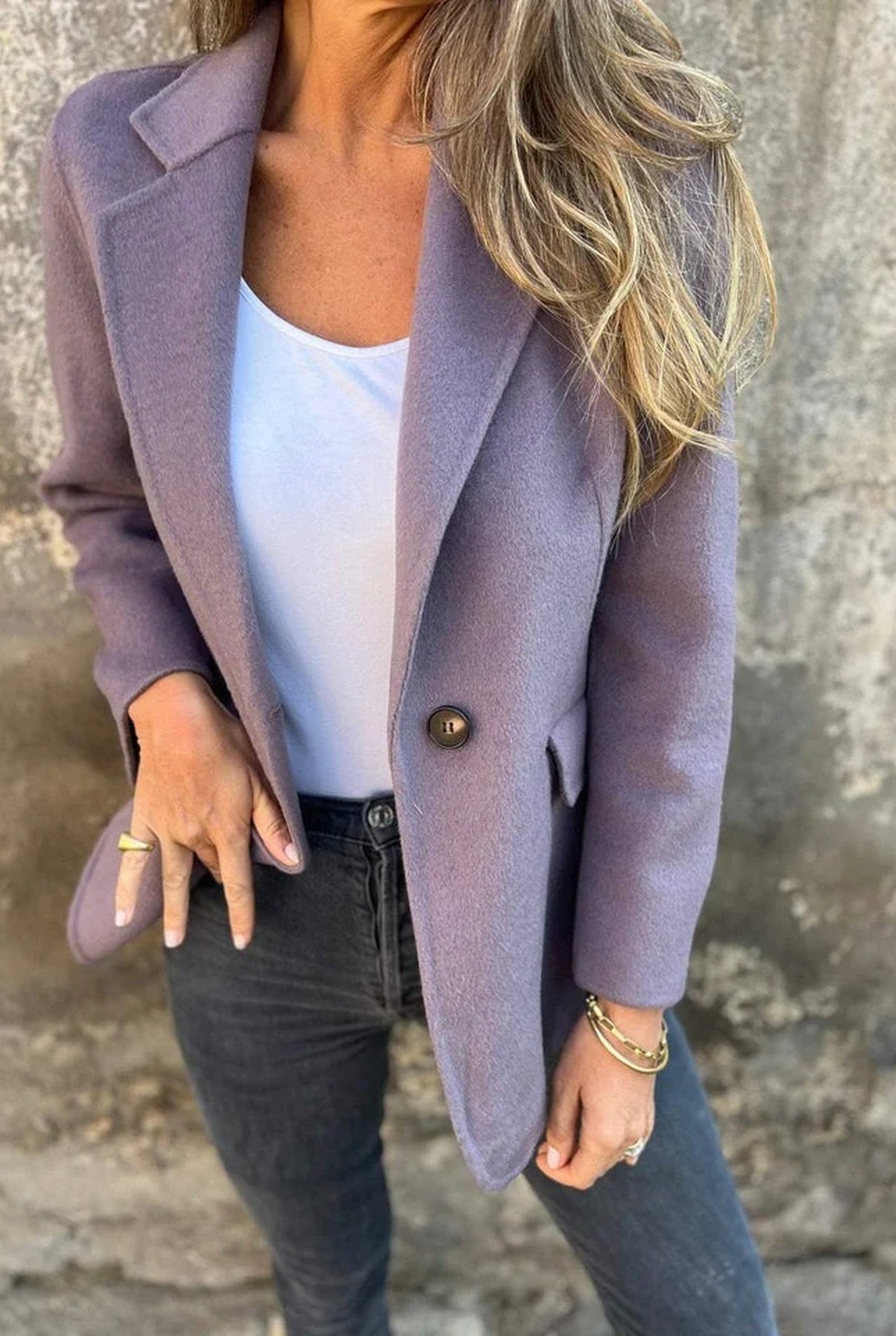 Bianca Dames Jas | Revers Kraag | Enkele Knoop