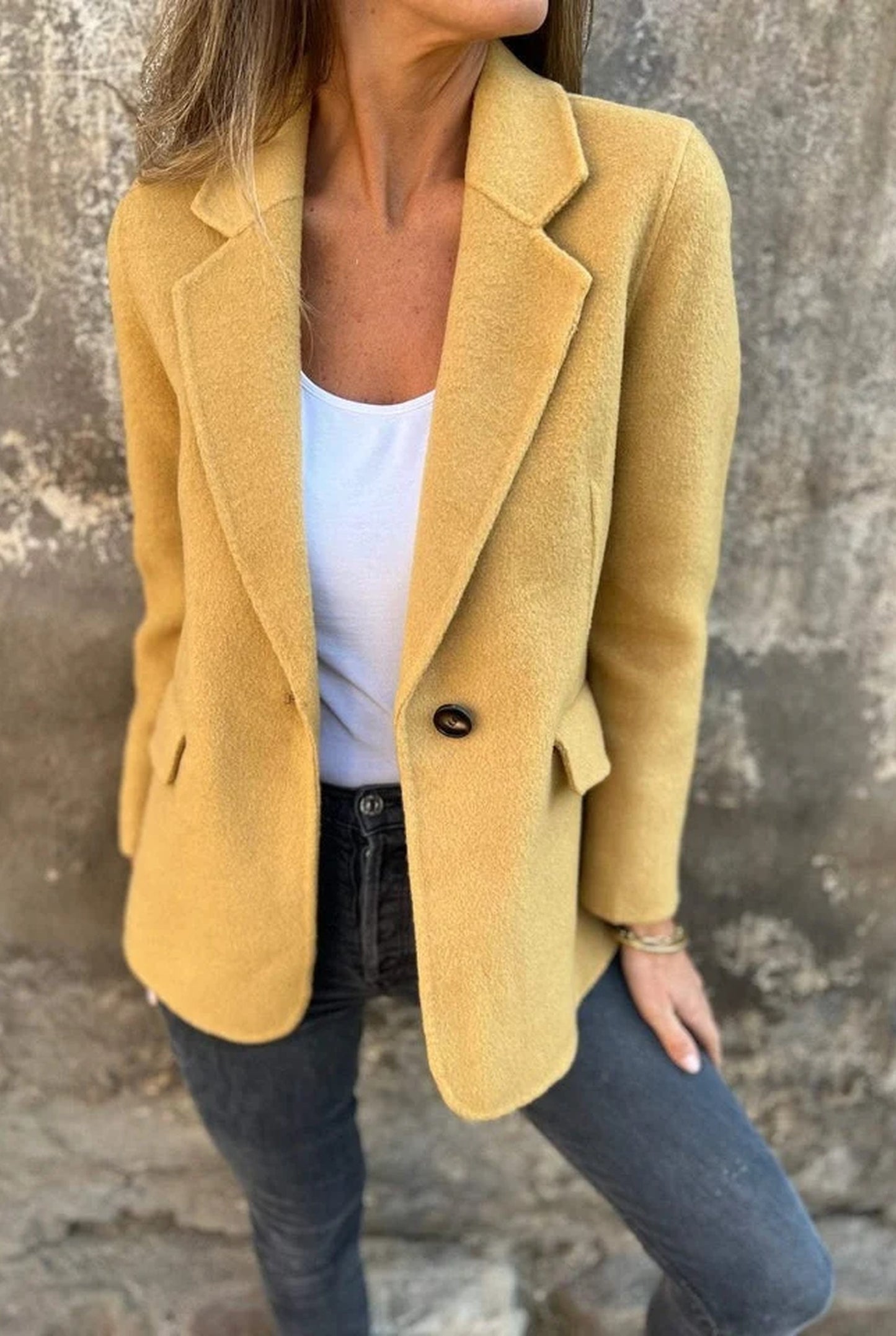 Bianca Dames Jas | Revers Kraag | Enkele Knoop