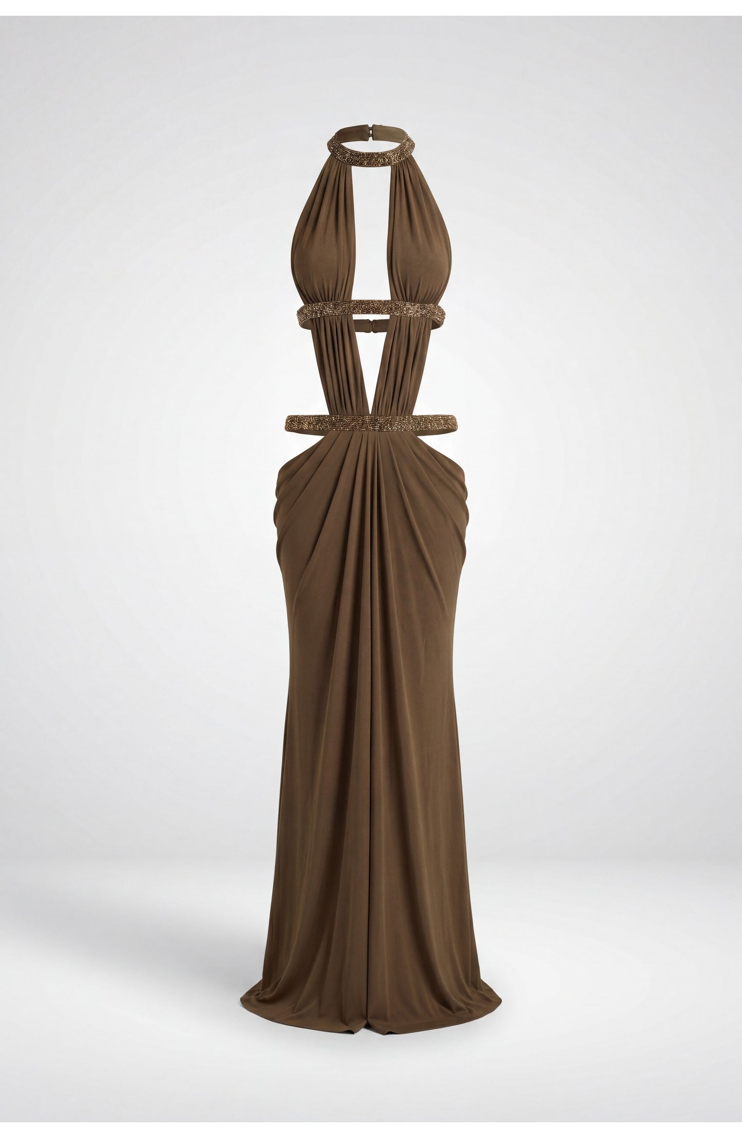 Noémie Dames Maxi Jurk | Halternek | Gelaagde Franje
