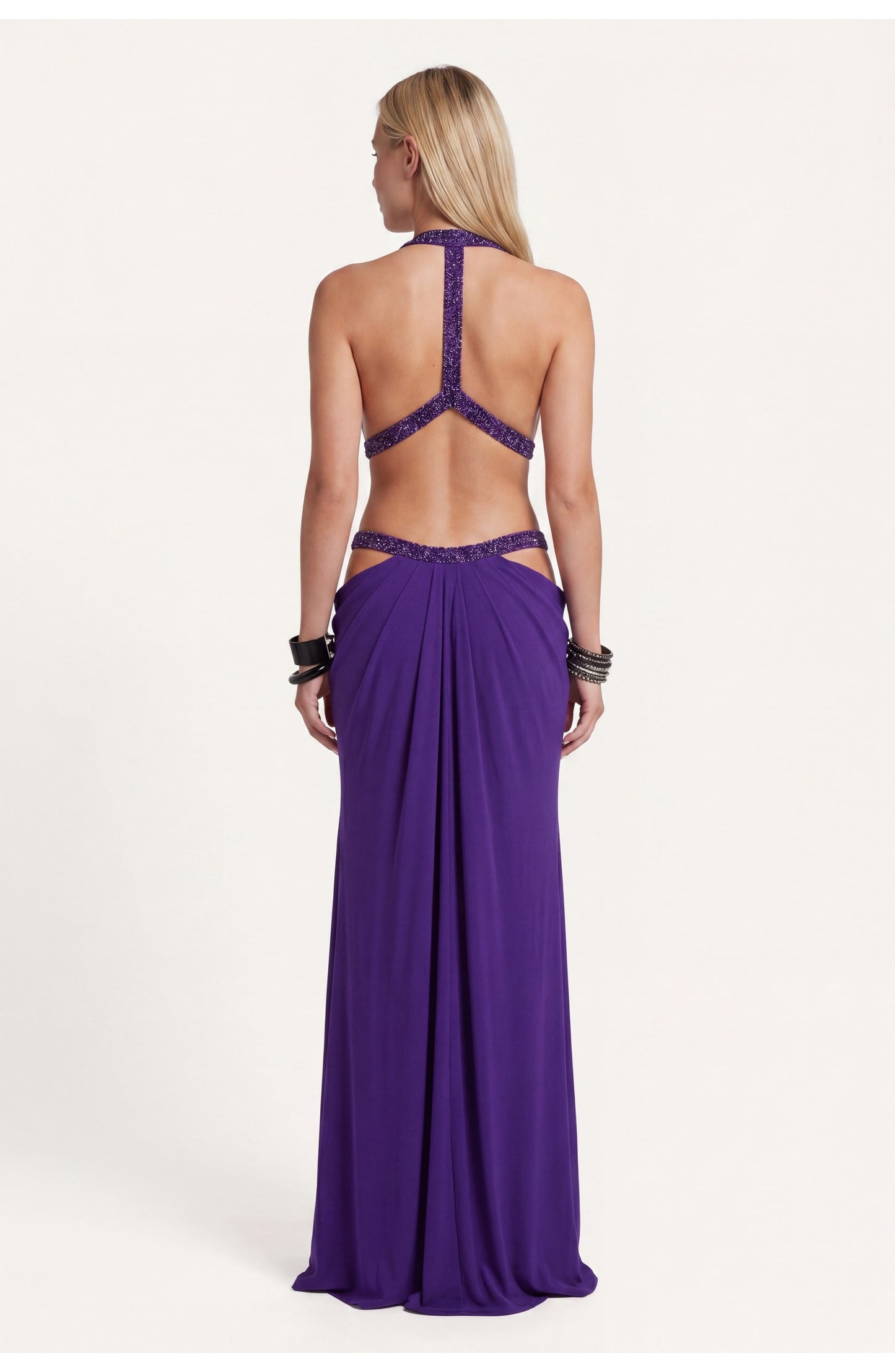 Noémie Dames Maxi Jurk | Halternek | Gelaagde Franje