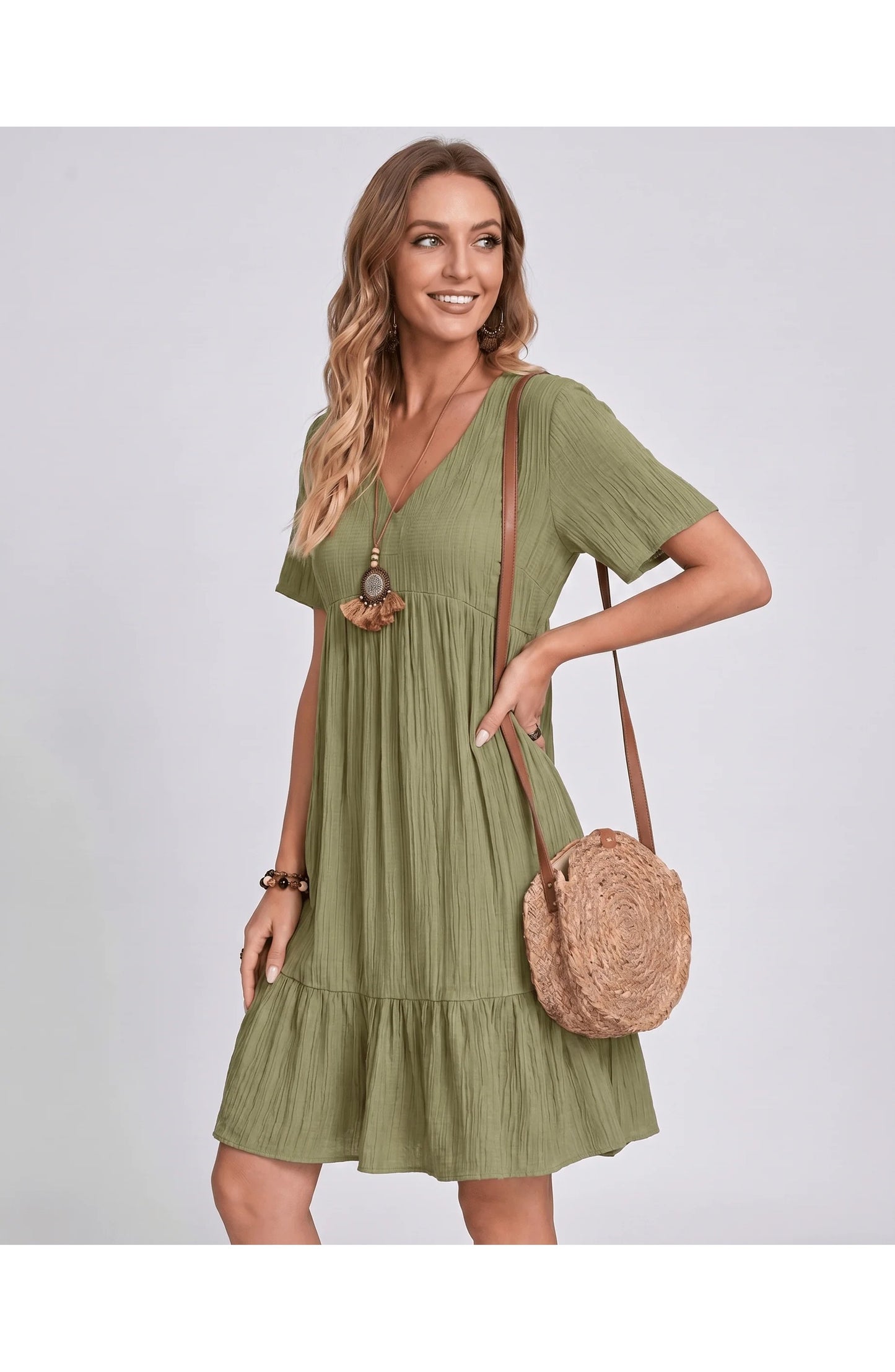 Constance Dames Mini Jurk | V-Hals | Gelaagde Volant