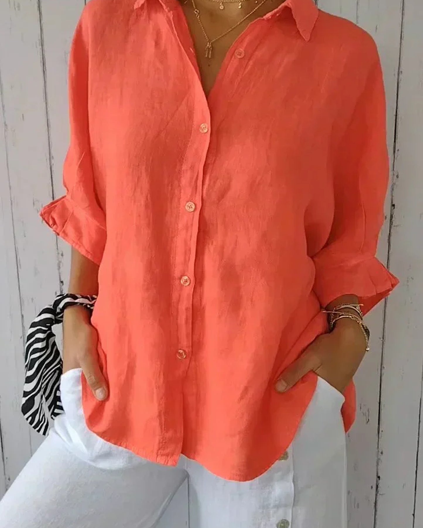 Méline Dames Blouse | Klassieke Kraag | Losvallende Pasvorm