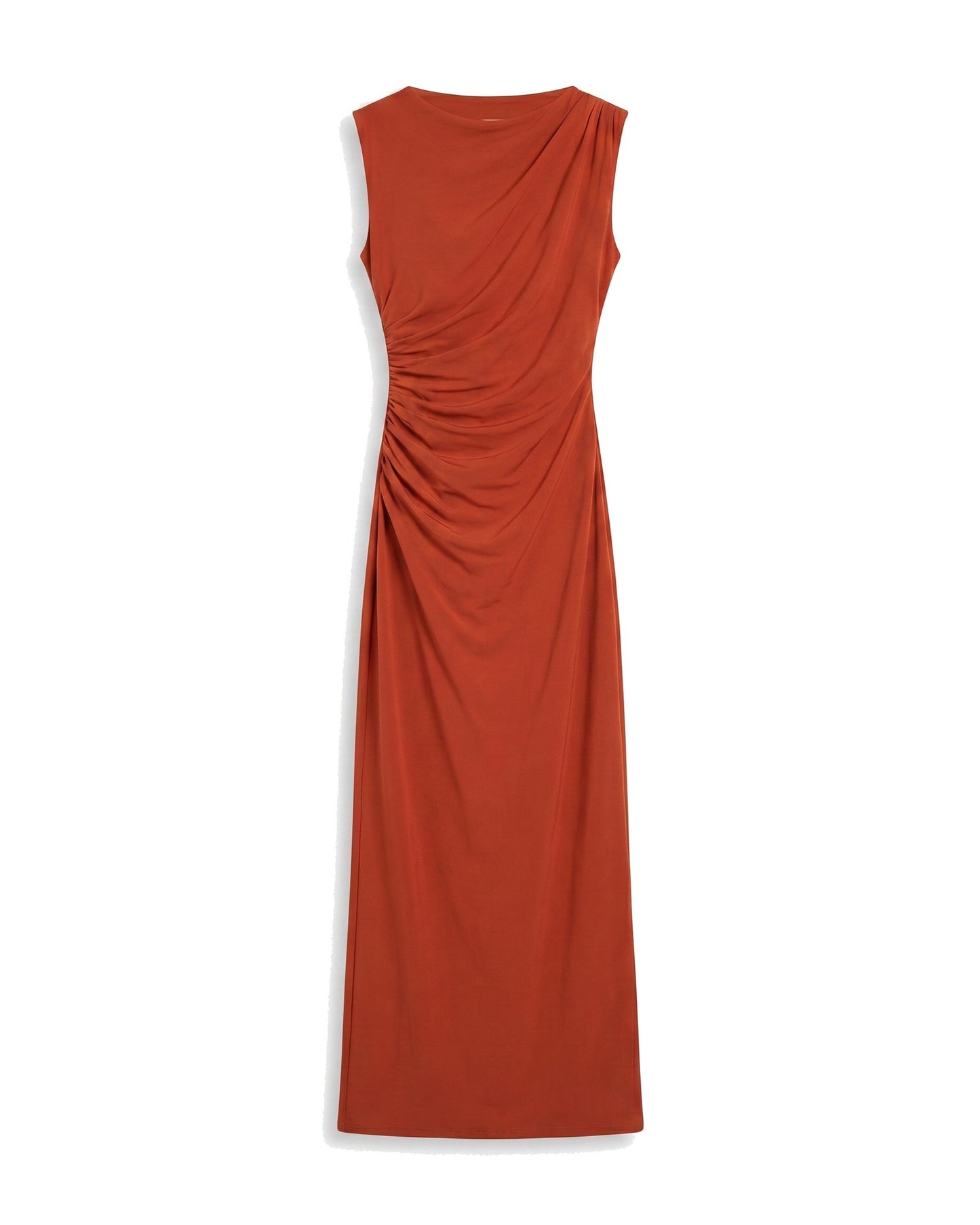 Martine Dames Midi Jurk | Gedrapeerde Taille | Ronde Halslijn