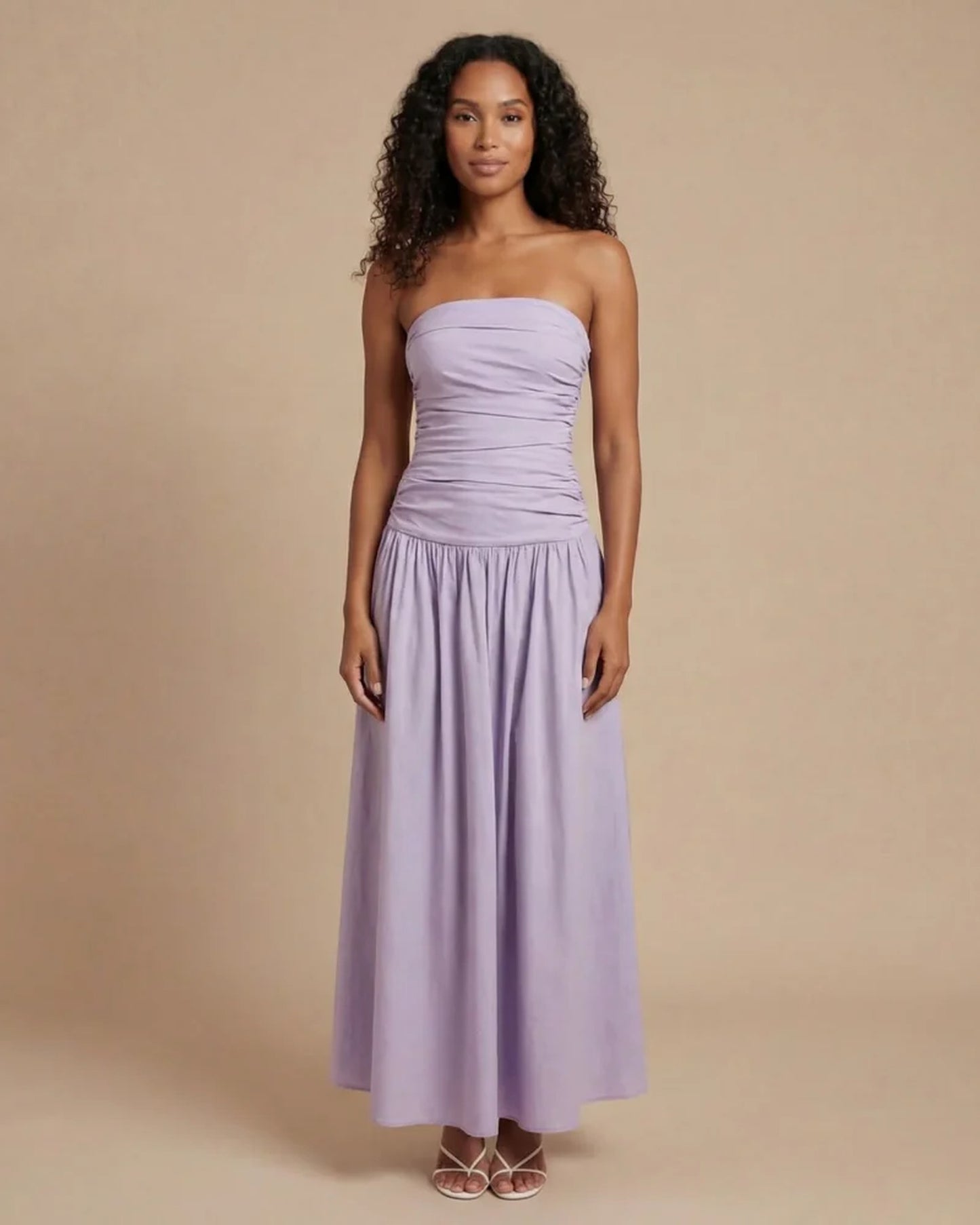 Modeste Dames Maxi Jurk | Strapless Bovenstuk | Gerimpelde Taille