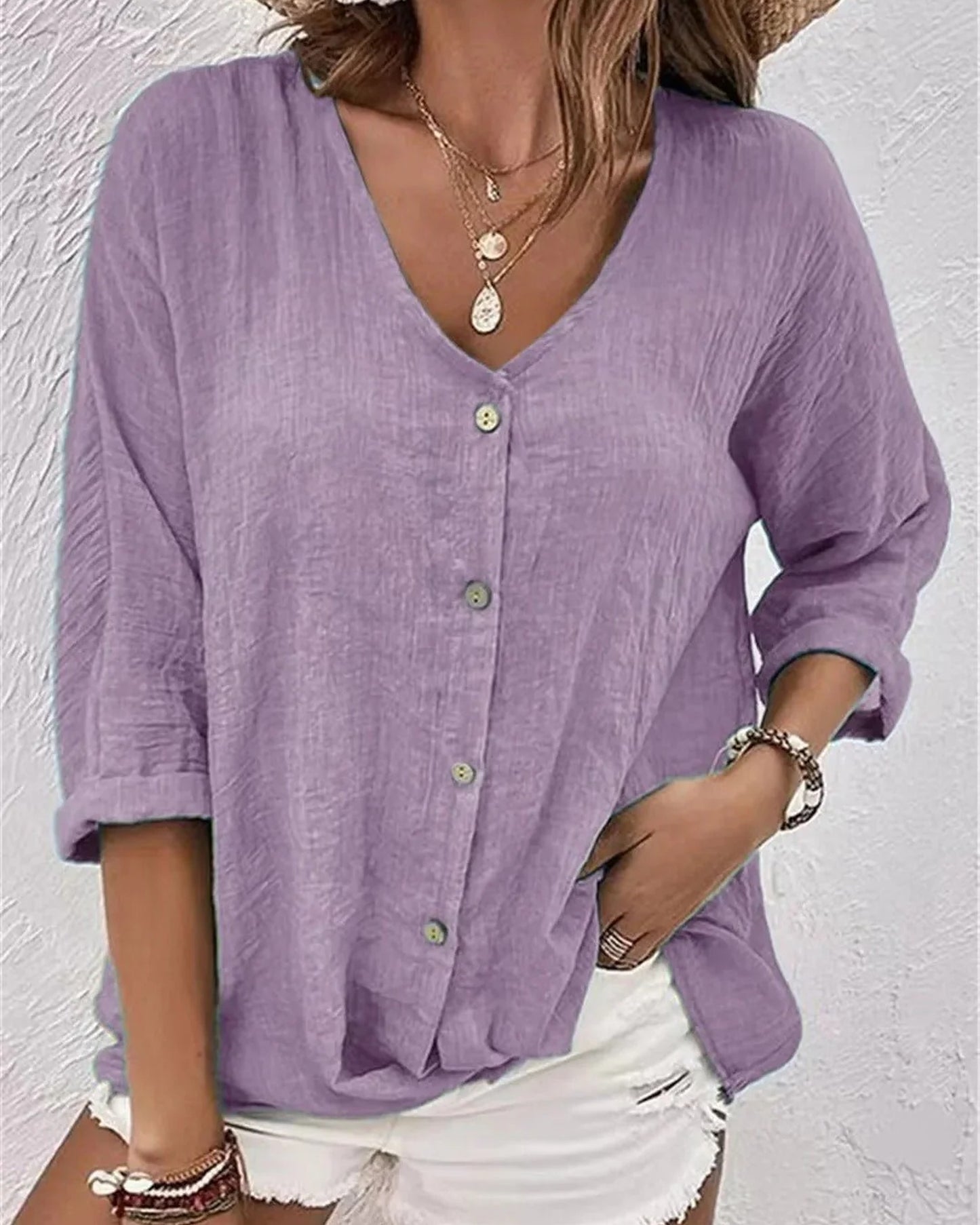 Mélisande Dames Blouse | 3/4 Mouwen | Button-Down