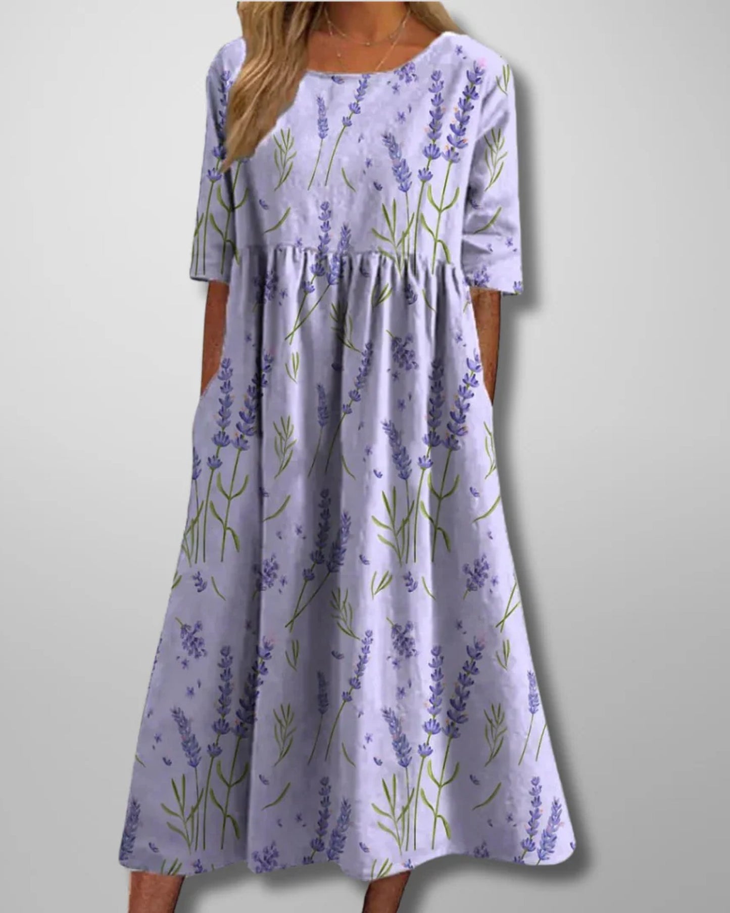 Cléophée Dames Midi Jurk | Bloemenprint | Halve Mouwen
