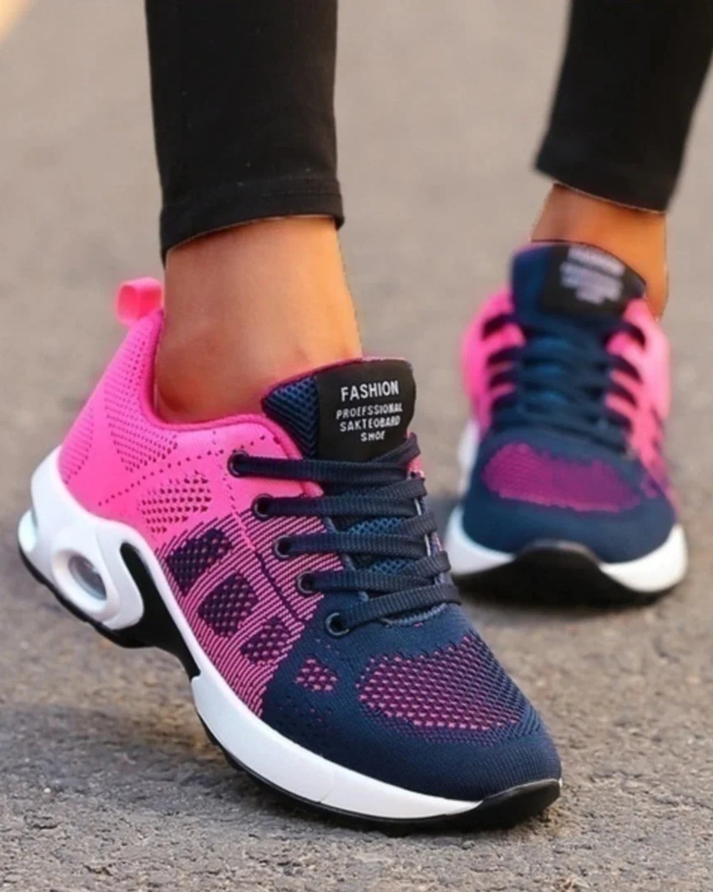 Caterina dames-sneakers | Mesh-overdel | Kontrastfarvet sål