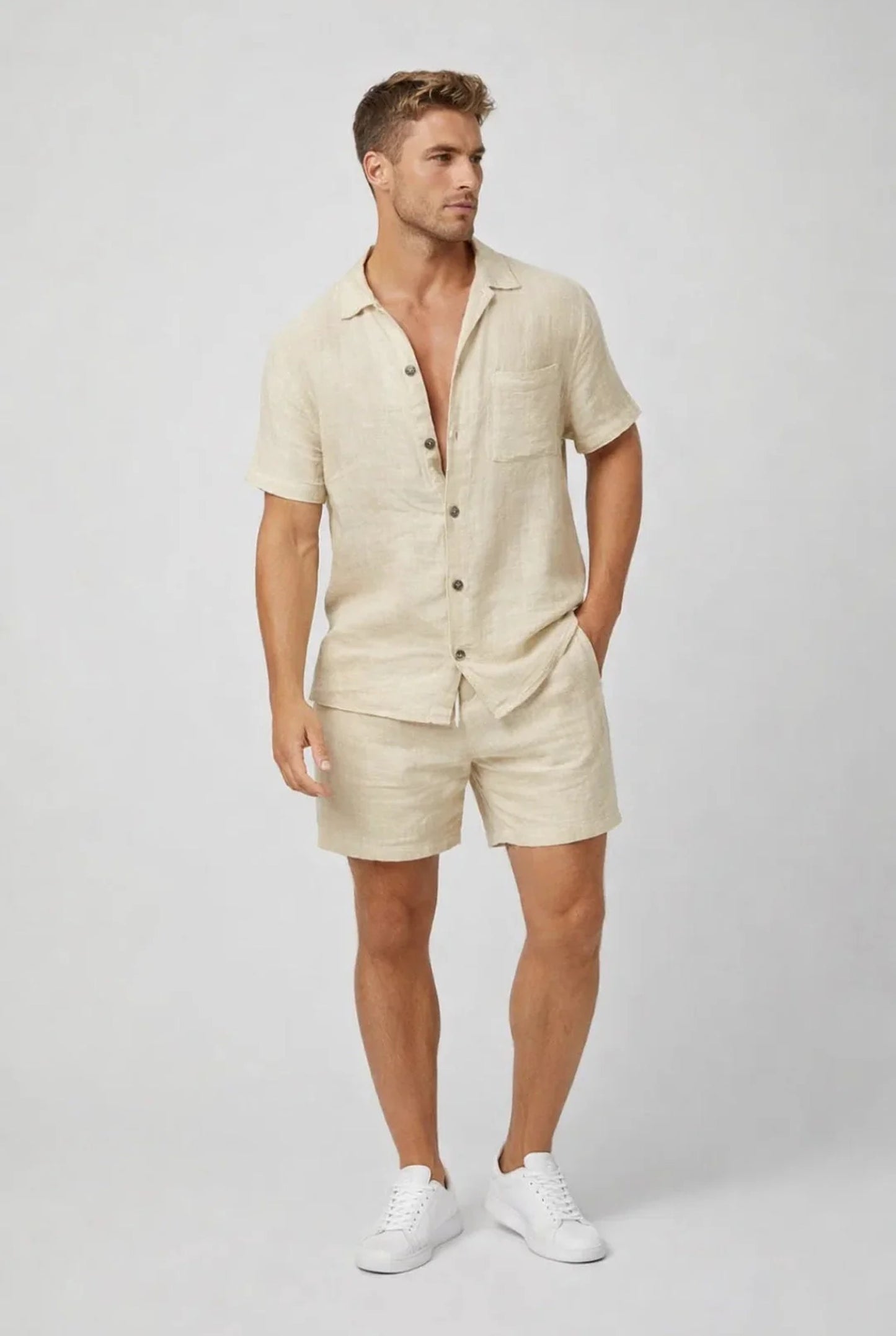 Arturo Heren Co-Ord Set | Korte Mouwen | Geplooide Details