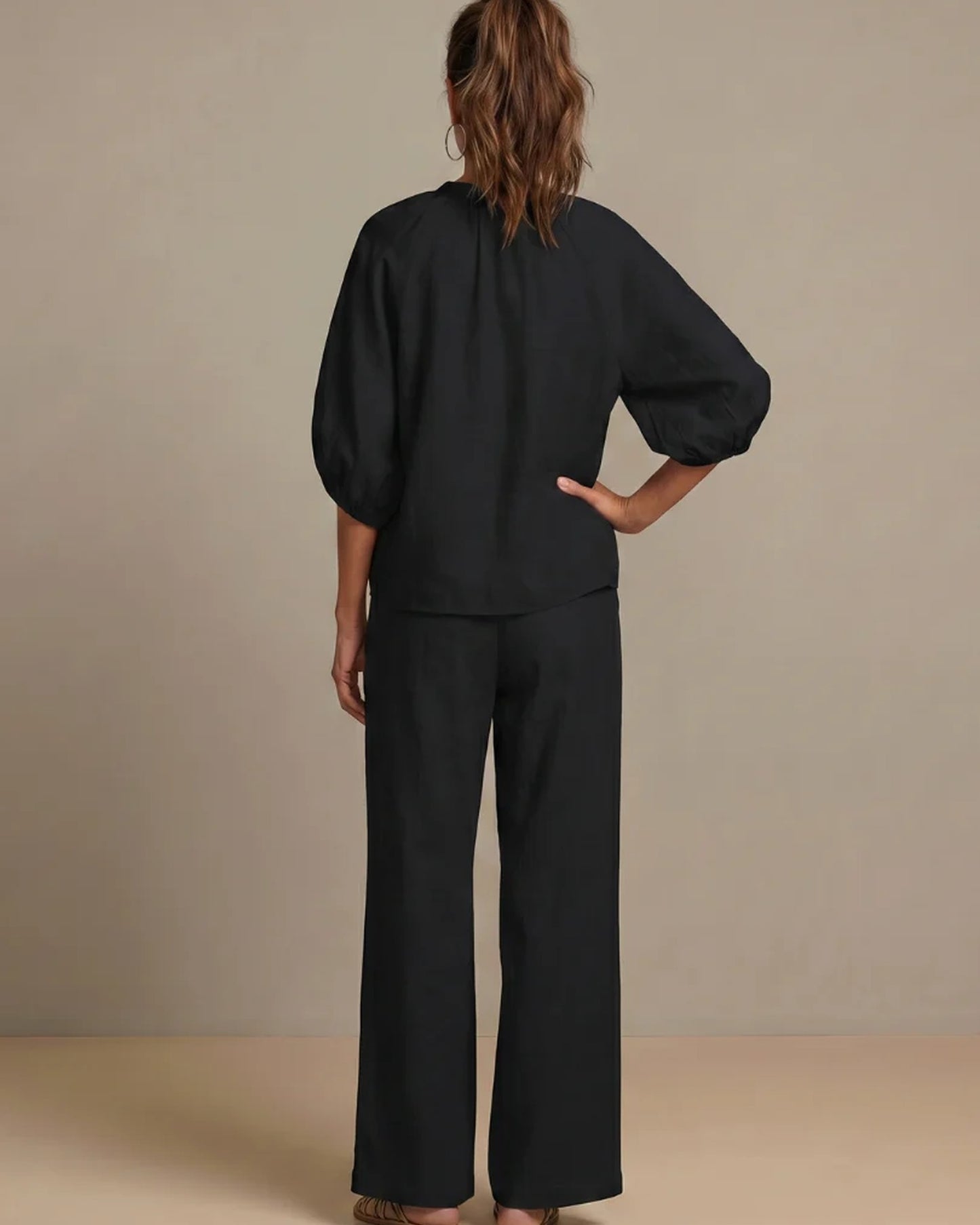 Andréa Dames Co-ord Set | Ballonmouwen | Ritssluiting Voorkant
