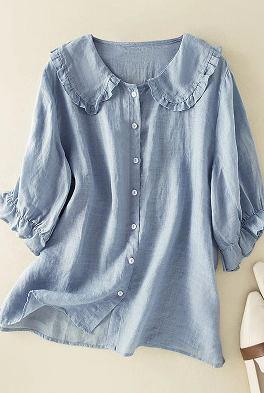 Elsa Women's Blouse | Ruffles Collar | 3/4 Ruffles Sleeves
