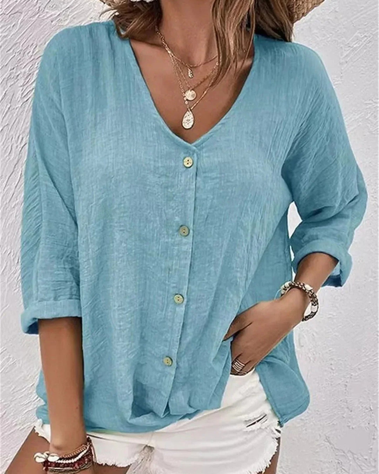 Mélisande Dames Blouse | 3/4 Mouwen | Button-Down
