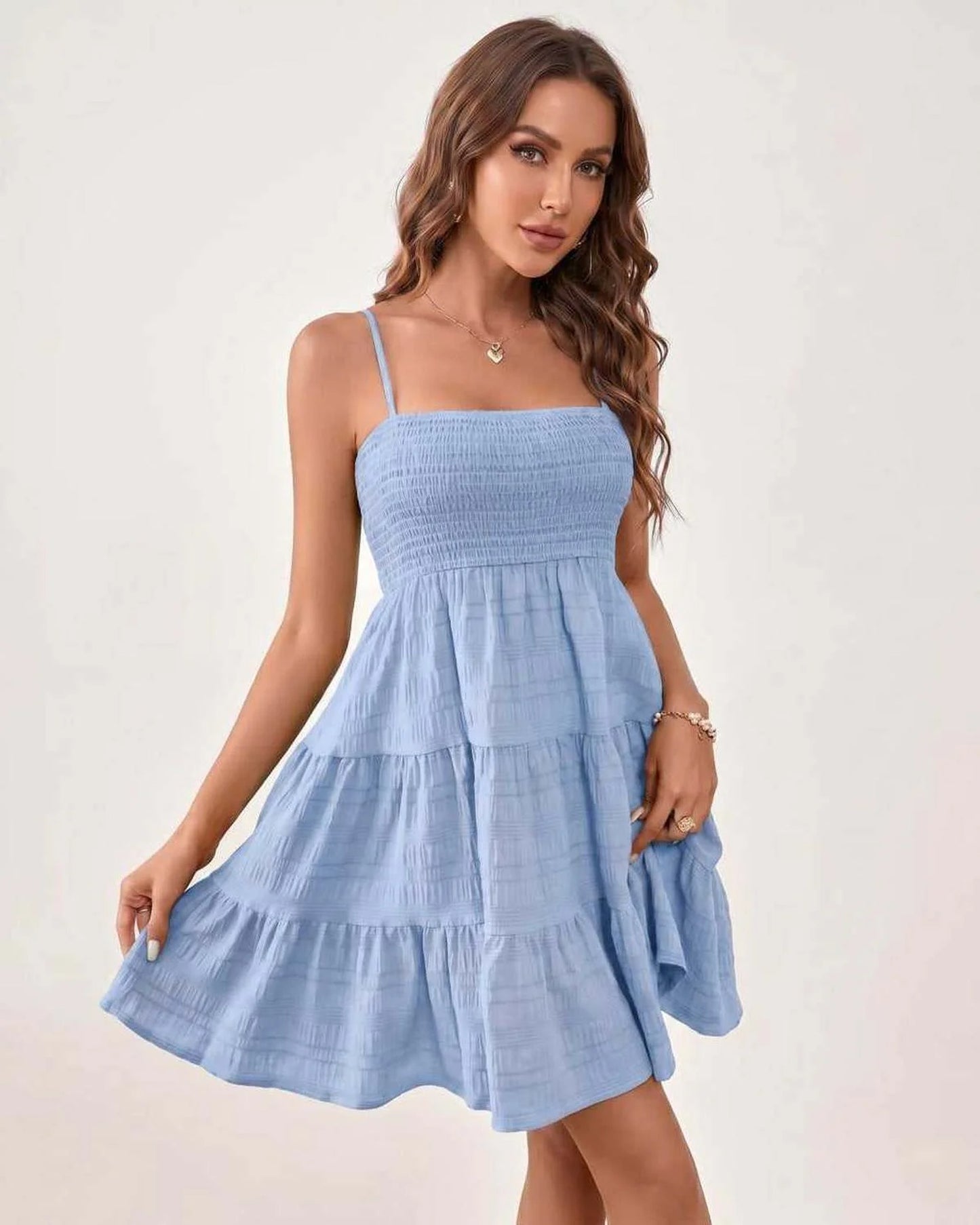 Tilda Dámské Mini Šaty | Nabíraný Bandeau Top | Vrstvené Sukně Pruhy