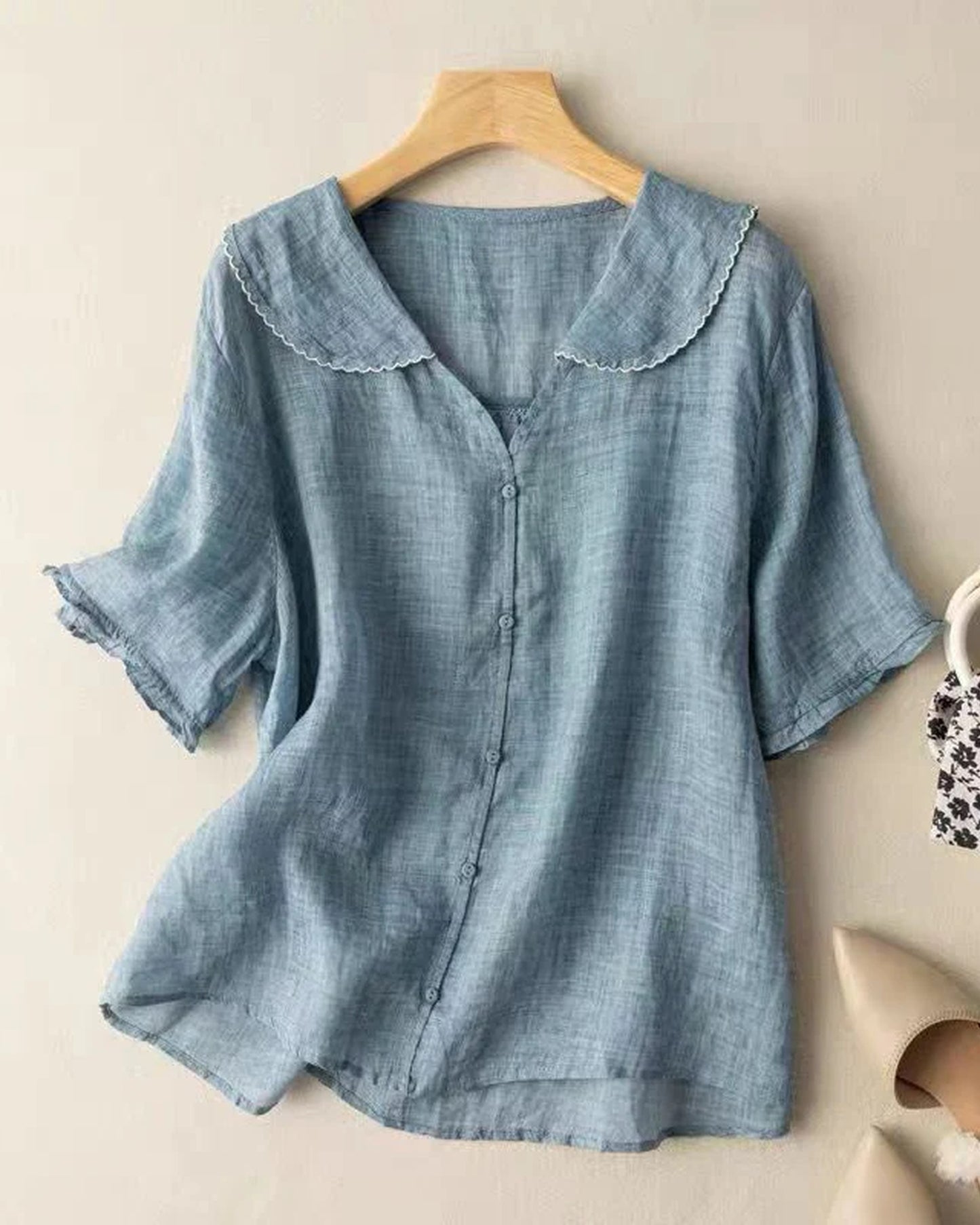 Brunelle Dames Top | Kraagje | Pofmouwen
