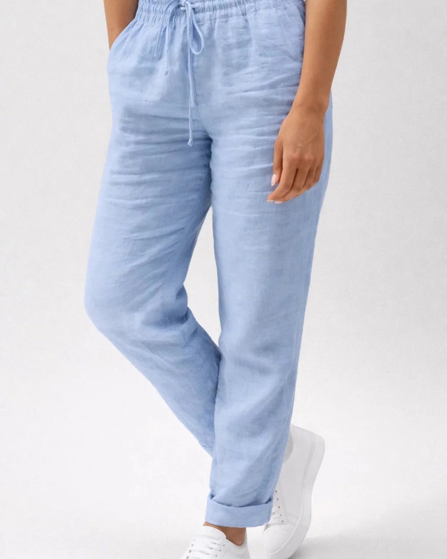 Anette Dames Broek | Elastische Tailleband | Koordstrik Detail