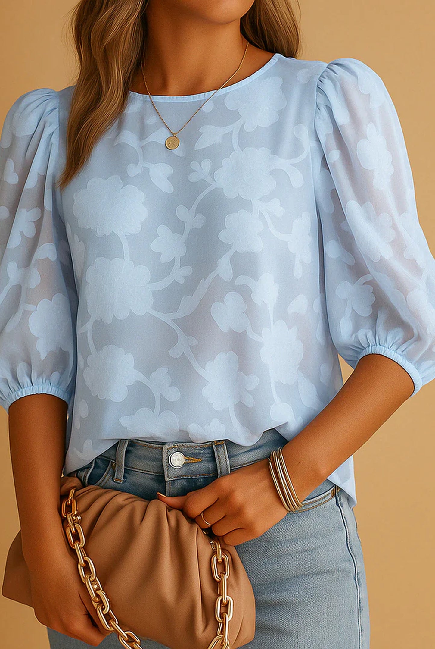 Edme Dames Top | Pofmouwen | Bloemenprint