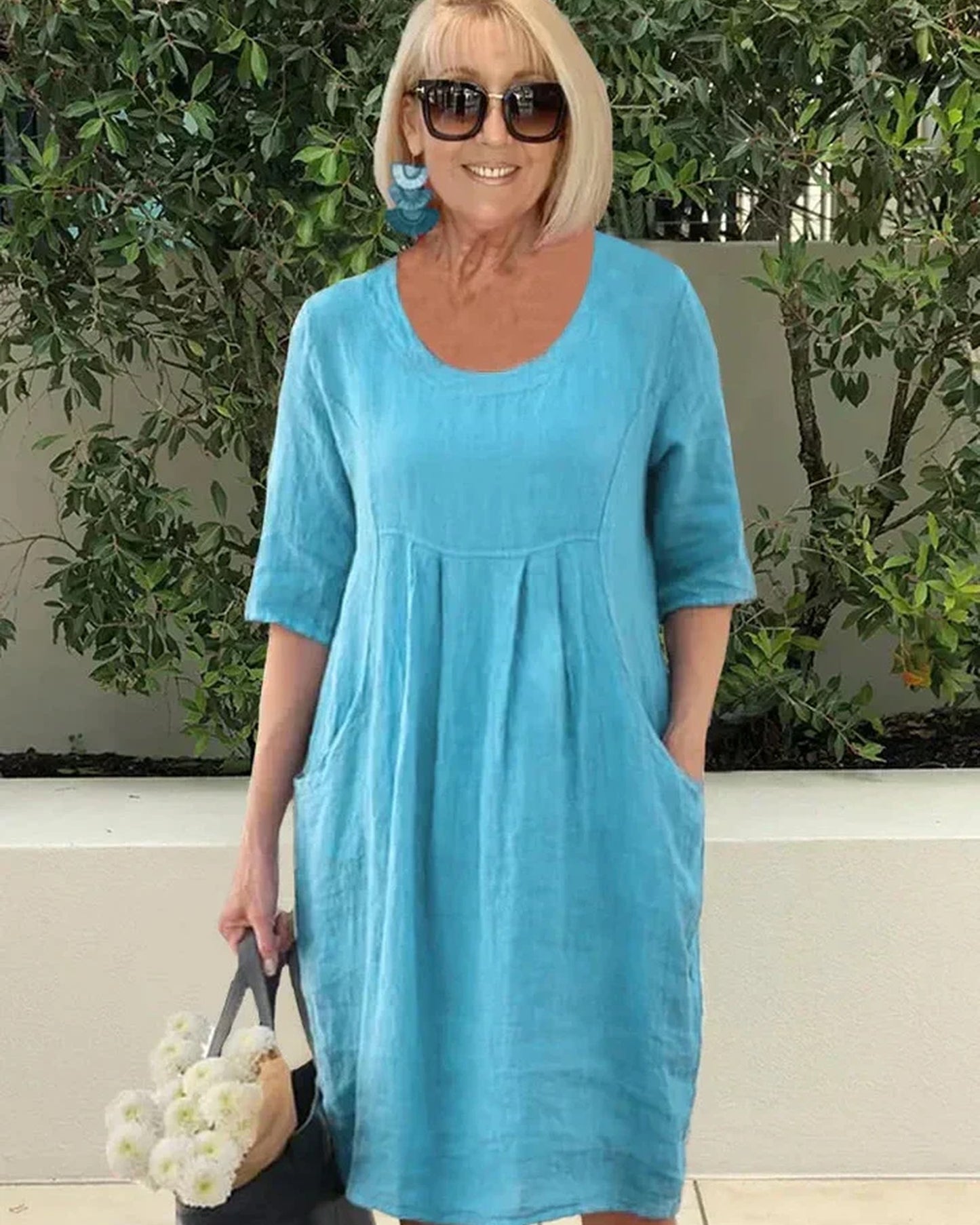 Annaëlle Dames Midi Jurk | Driekwart Mouwen | Empire Taille