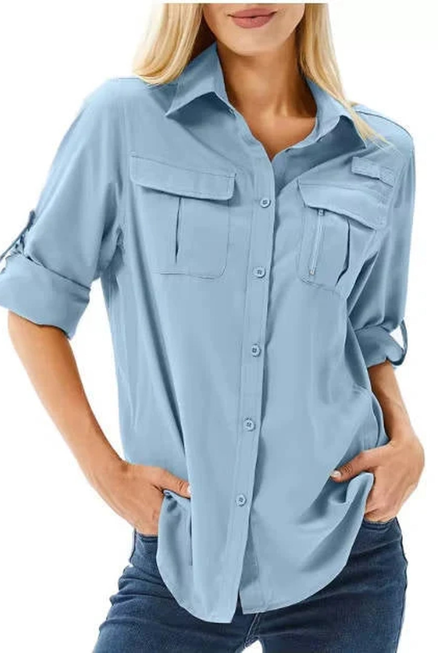 Amanda Dames Blouse | Korte Mouwen | Borstzakken