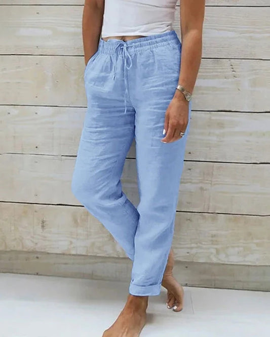 Aurora Dames Broek | Elastische Taille | Opgerolde Zoom