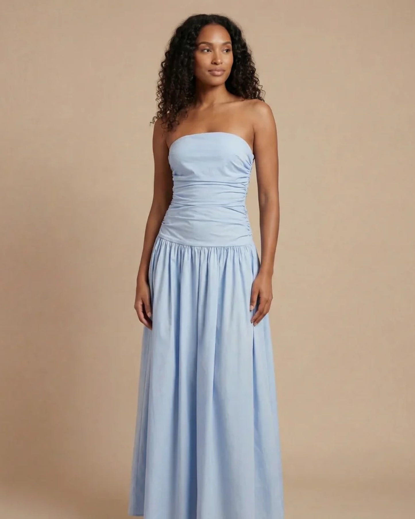 Modeste Dames Maxi Jurk | Strapless Bovenstuk | Gerimpelde Taille