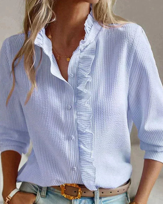 Anastasia Women's Blouse | Pleated Front | Gatherdetail Collar