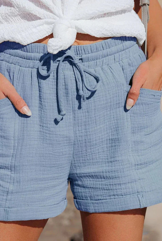 Augusta Women's Shorts | Elastic Waist | Frayed Hems