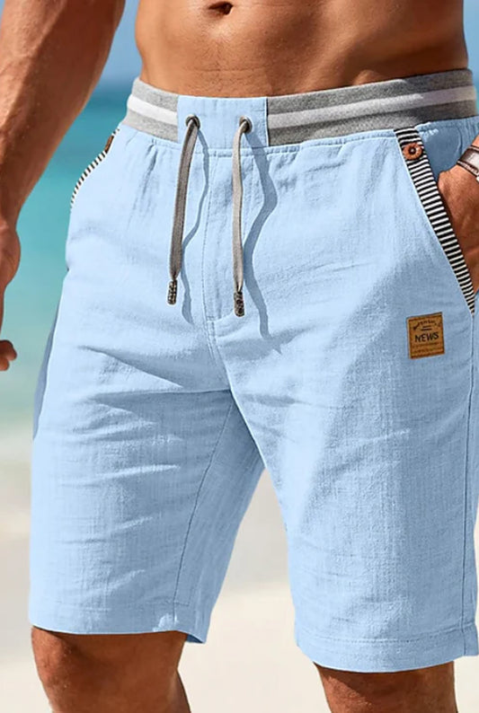 Diego Heren Short | Trekkoord Tailleband | Lederen Logo Patch