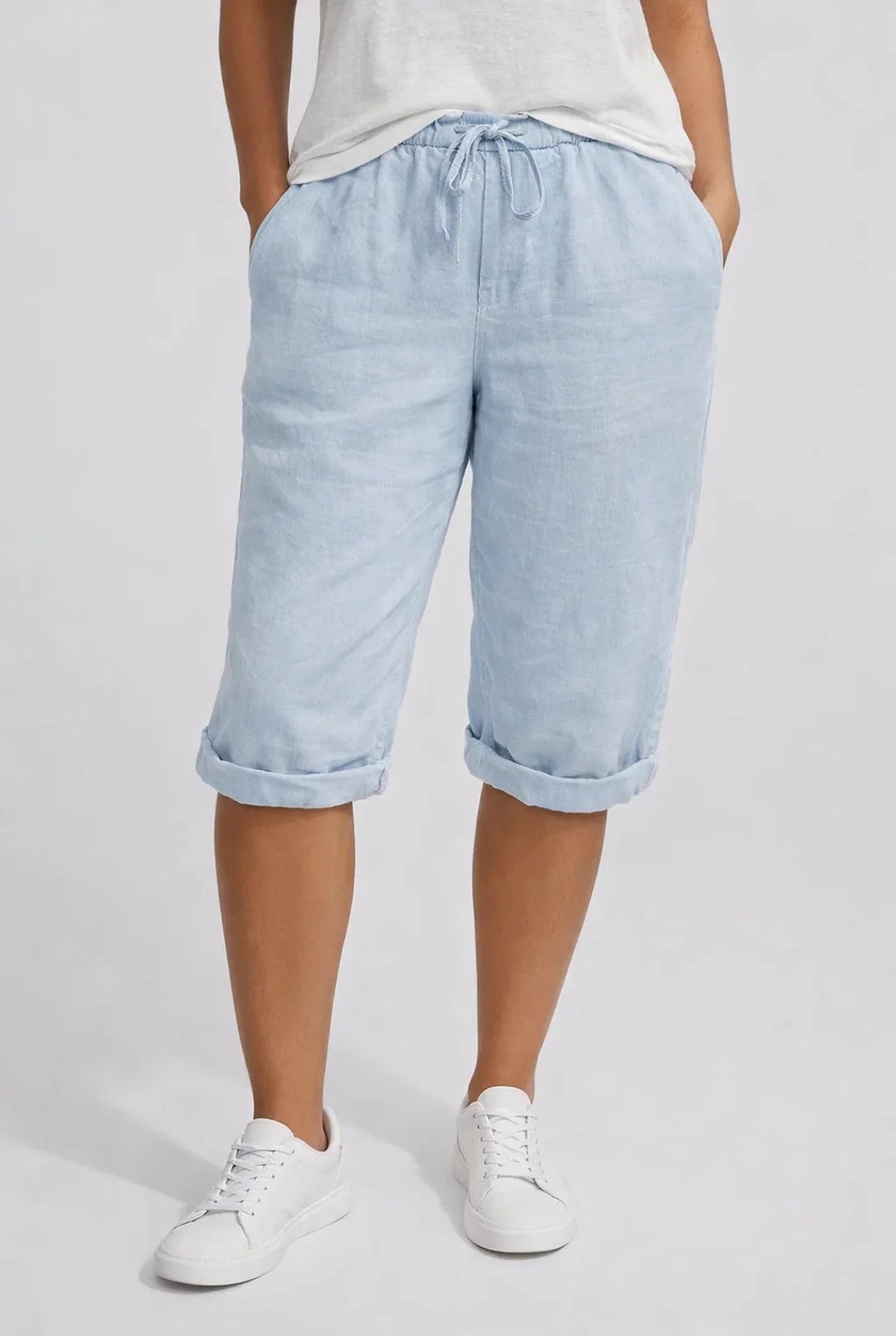 Mylène Dames Korte Broek | Linnen Stof | Omgeslagen Pijpen