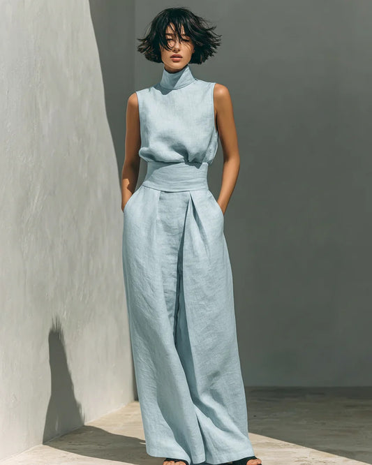 Gaudence Dames Co-Ord Set | Hoogsluitende Coltrui | Wijde Palazzo Broek