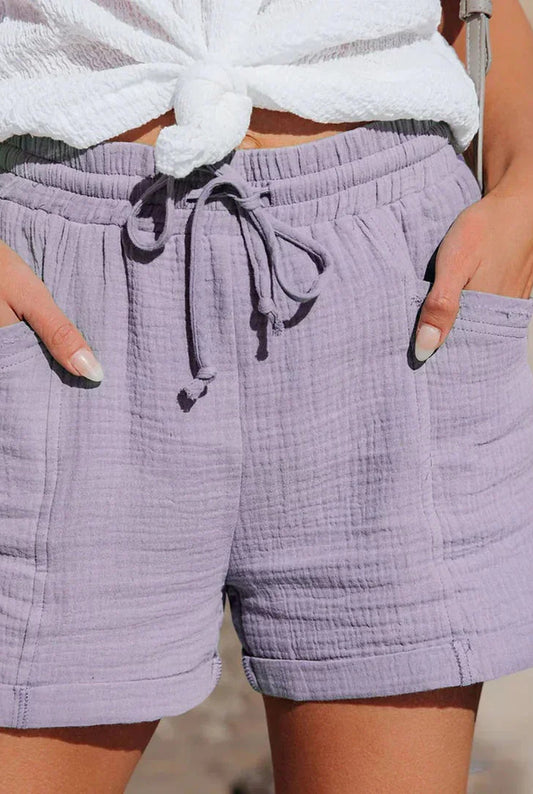 Augusta Women's Shorts | Elastic Waist | Frayed Hems