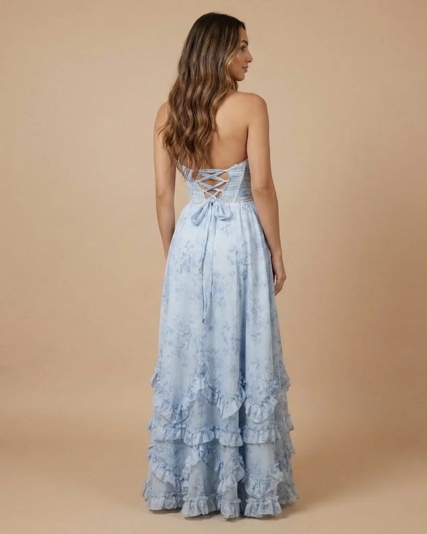 Dames Maxi Jurk | Halterneck | Gelaagde Franje