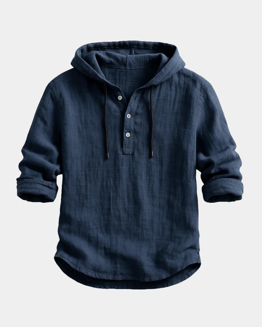 Elia Heren T-Shirt | Henleyhals | Capuchon met Trekkoorden