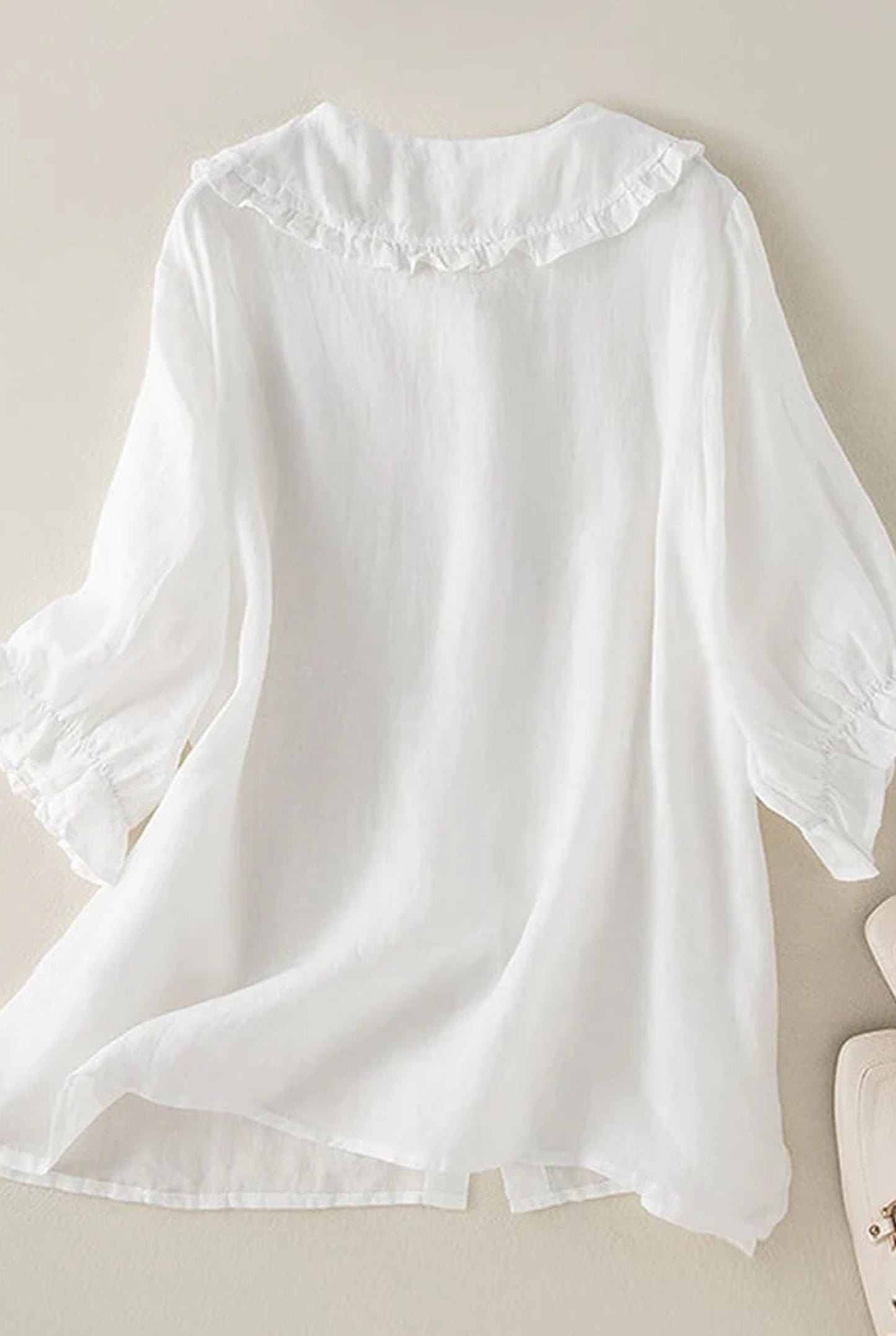 Elsa Dames Blouse | Ruches Kraag | 3/4 Ruches Mouwen
