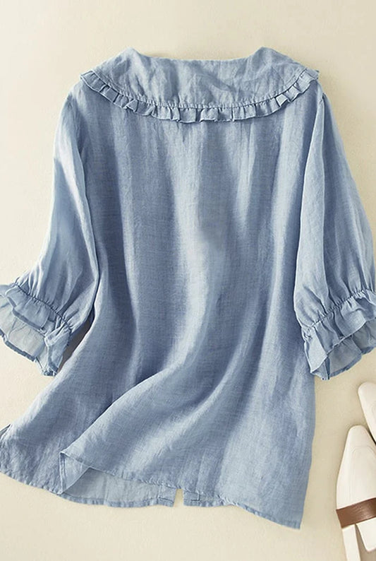 Elsa Women's Blouse | Ruffles Collar | 3/4 Ruffles Sleeves