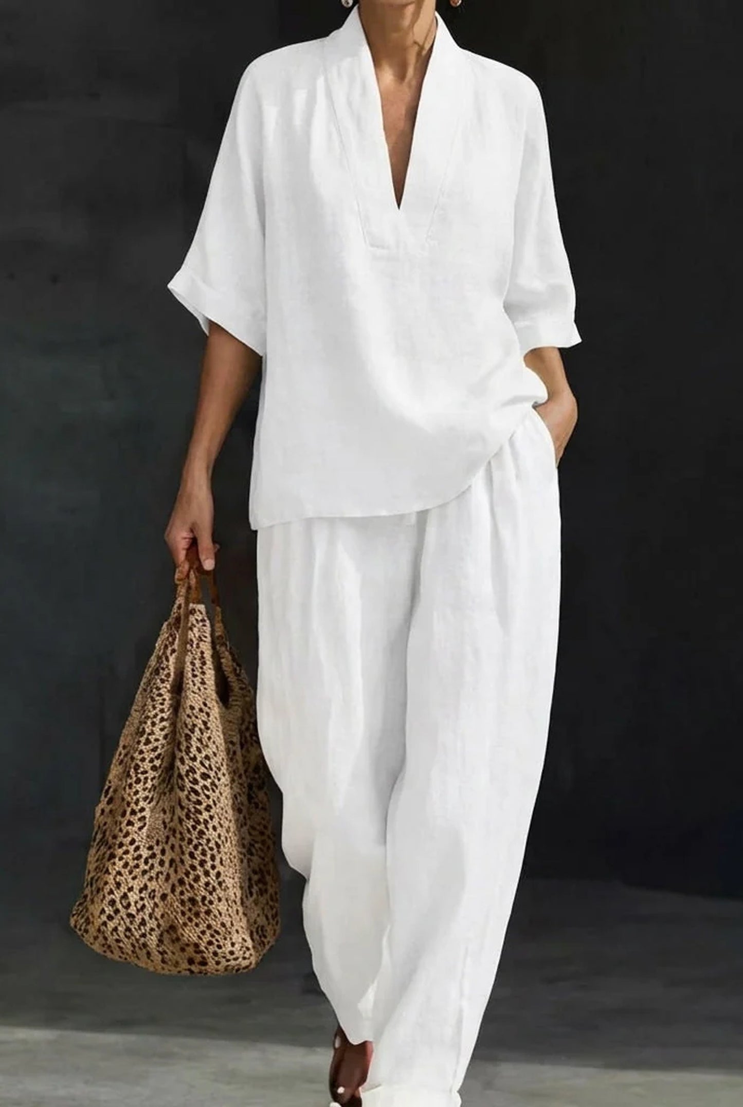 Ysabeau Dames Co-Ord Set | V-Hals | Wijde Pijpen
