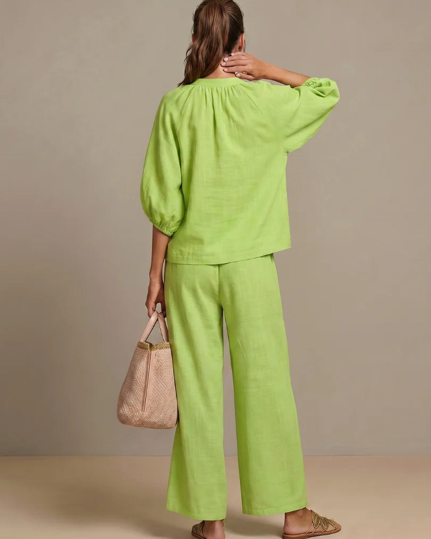 Andréa Dames Co-ord Set | Ballonmouwen | Ritssluiting Voorkant