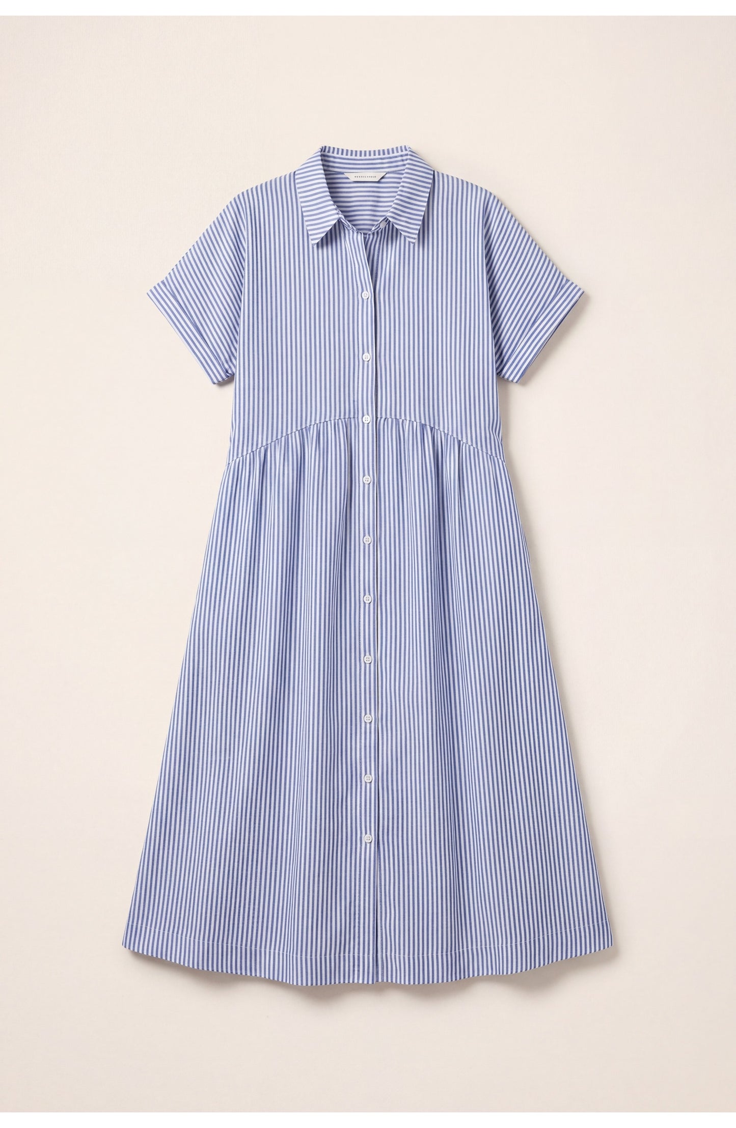 Océane Dames Midi Jurk | Gestreept | Korte Mouwen